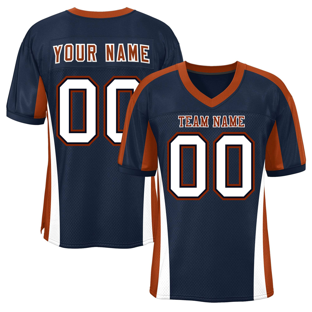 Custom Navy Color Block Mesh Authentic American Football Jersey