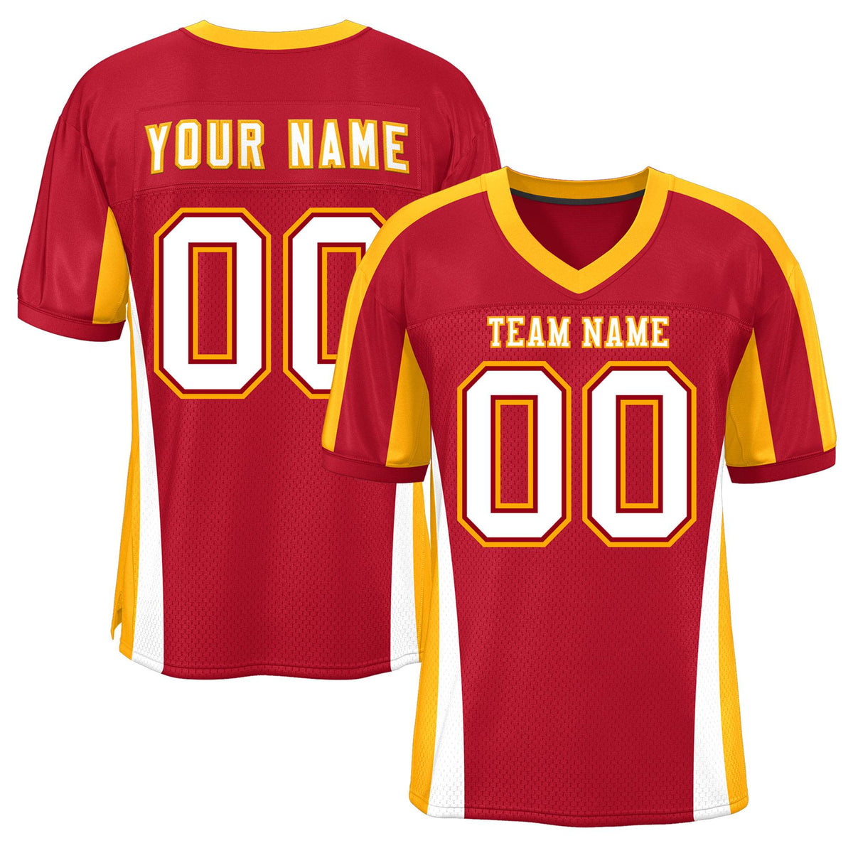 Custom Red Color Block Mesh Authentic American Football Jersey