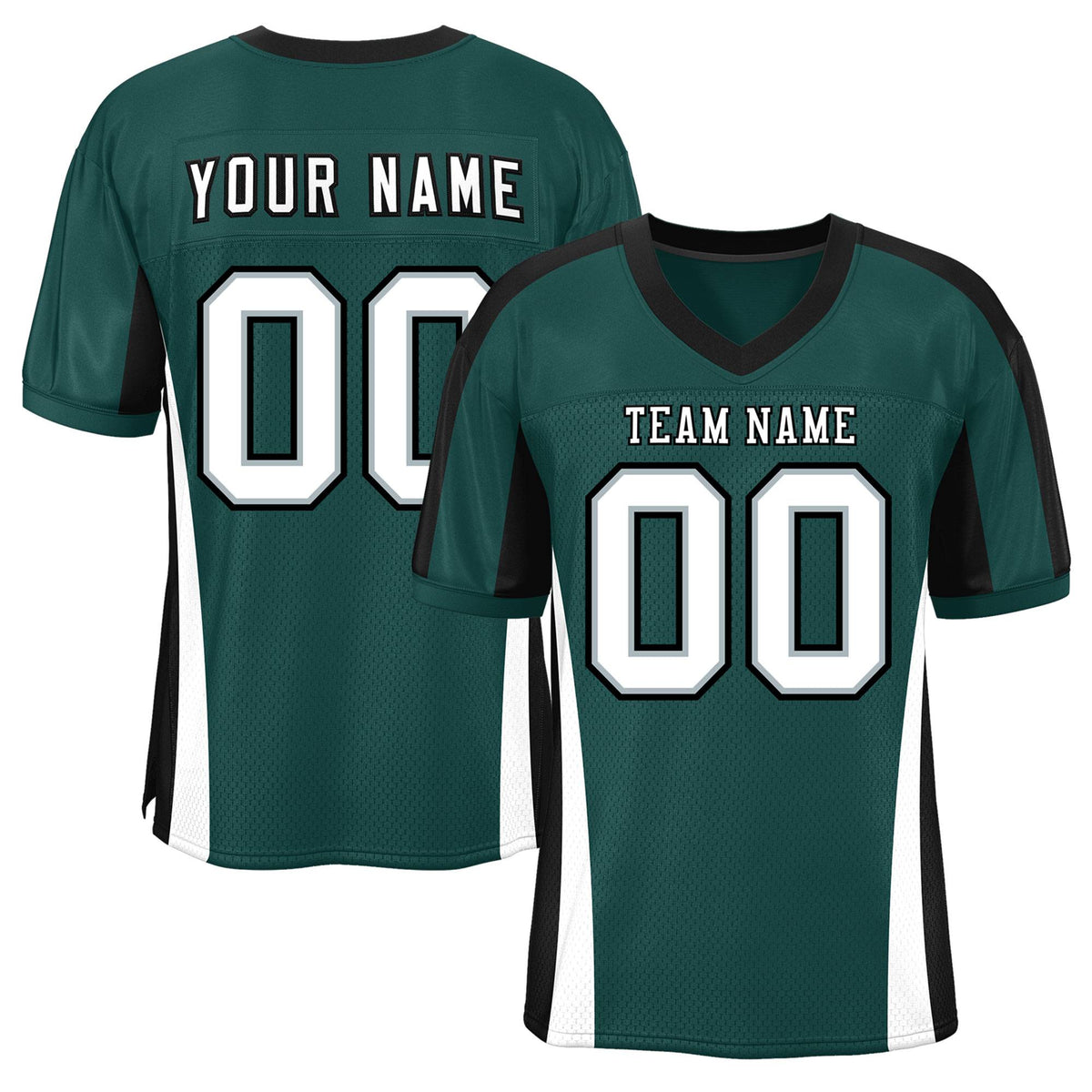 Custom Midnight Green Color Block Mesh Authentic American Football Jersey