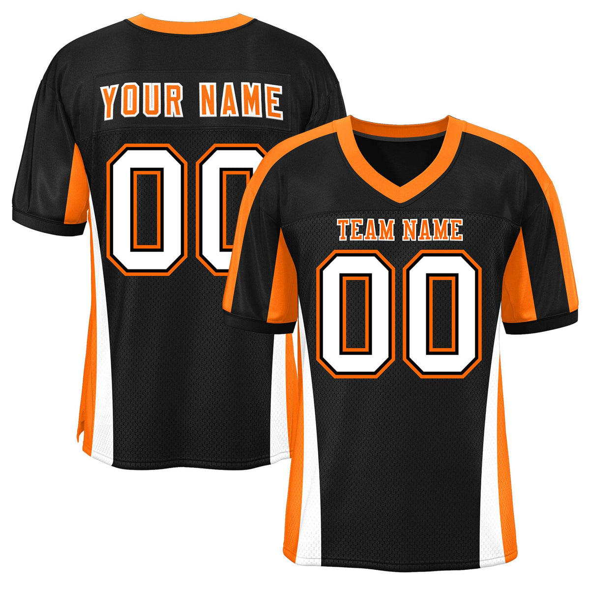 Custom Black Color Block Mesh Authentic American Football Jersey