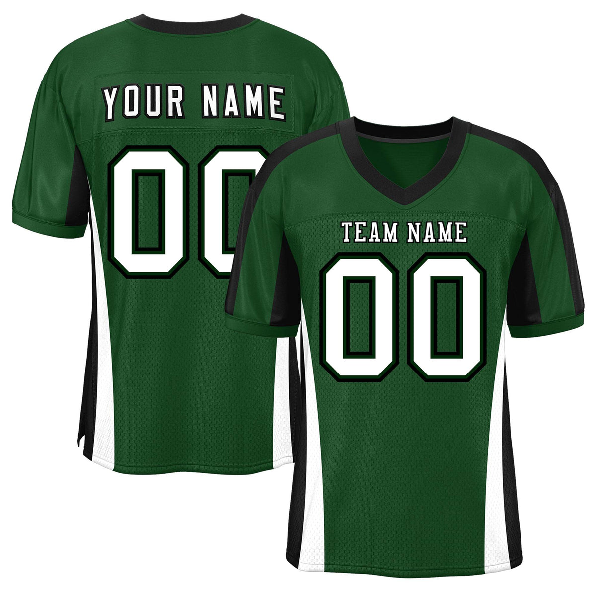 Custom Green Color Block Mesh Authentic American Football Jersey