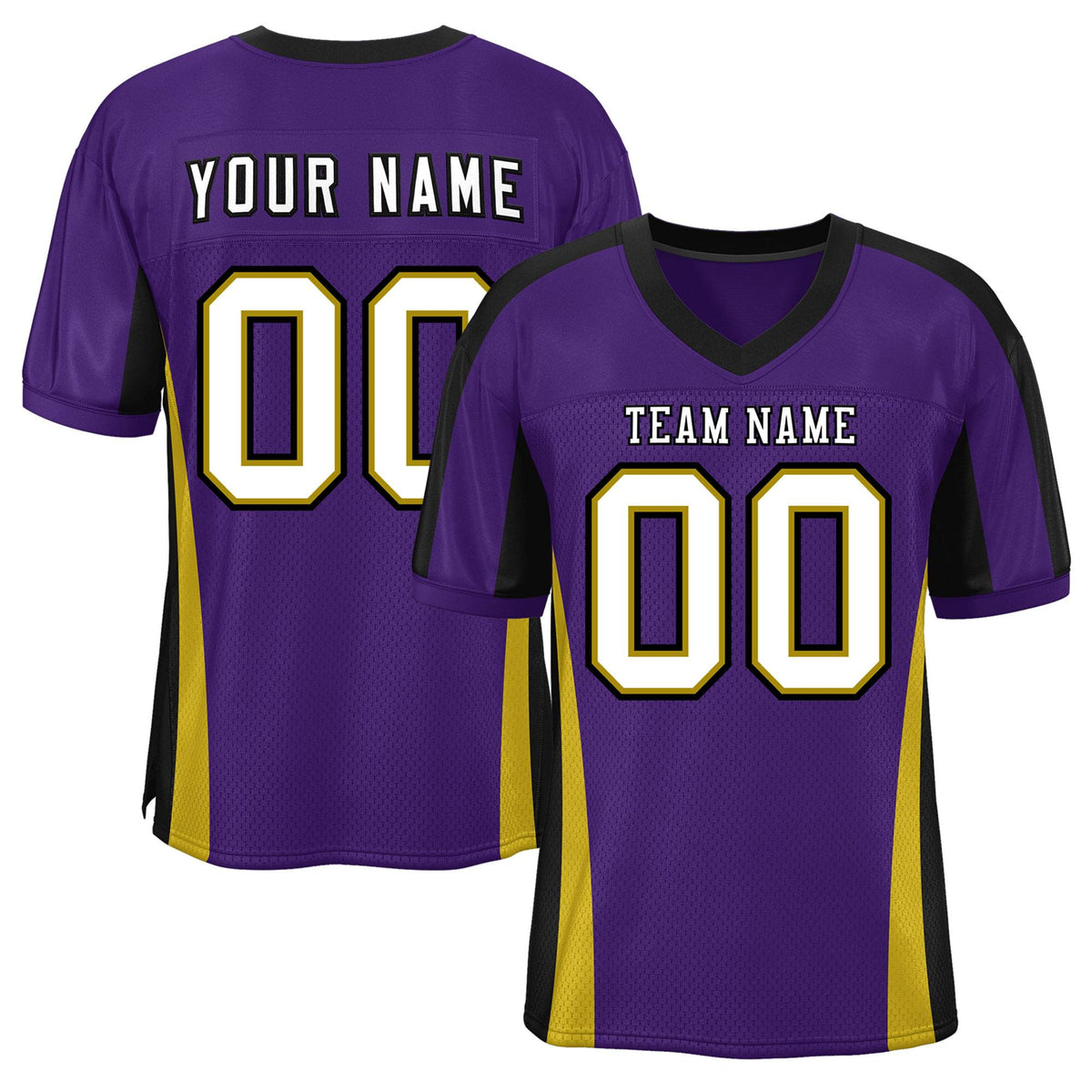Custom Purple Color Block Mesh Authentic American Football Jersey