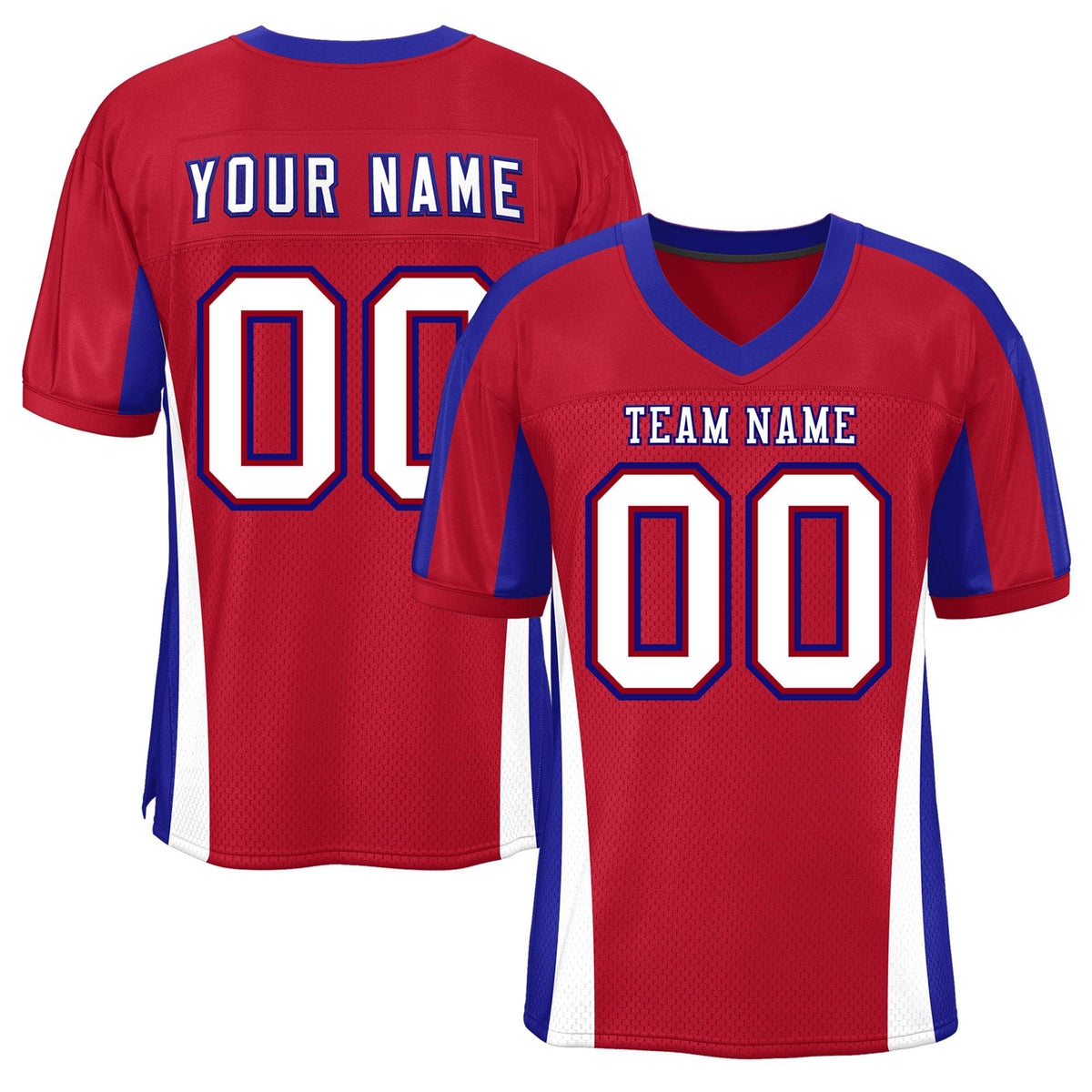 Custom Red Color Block Mesh Authentic American Football Jersey
