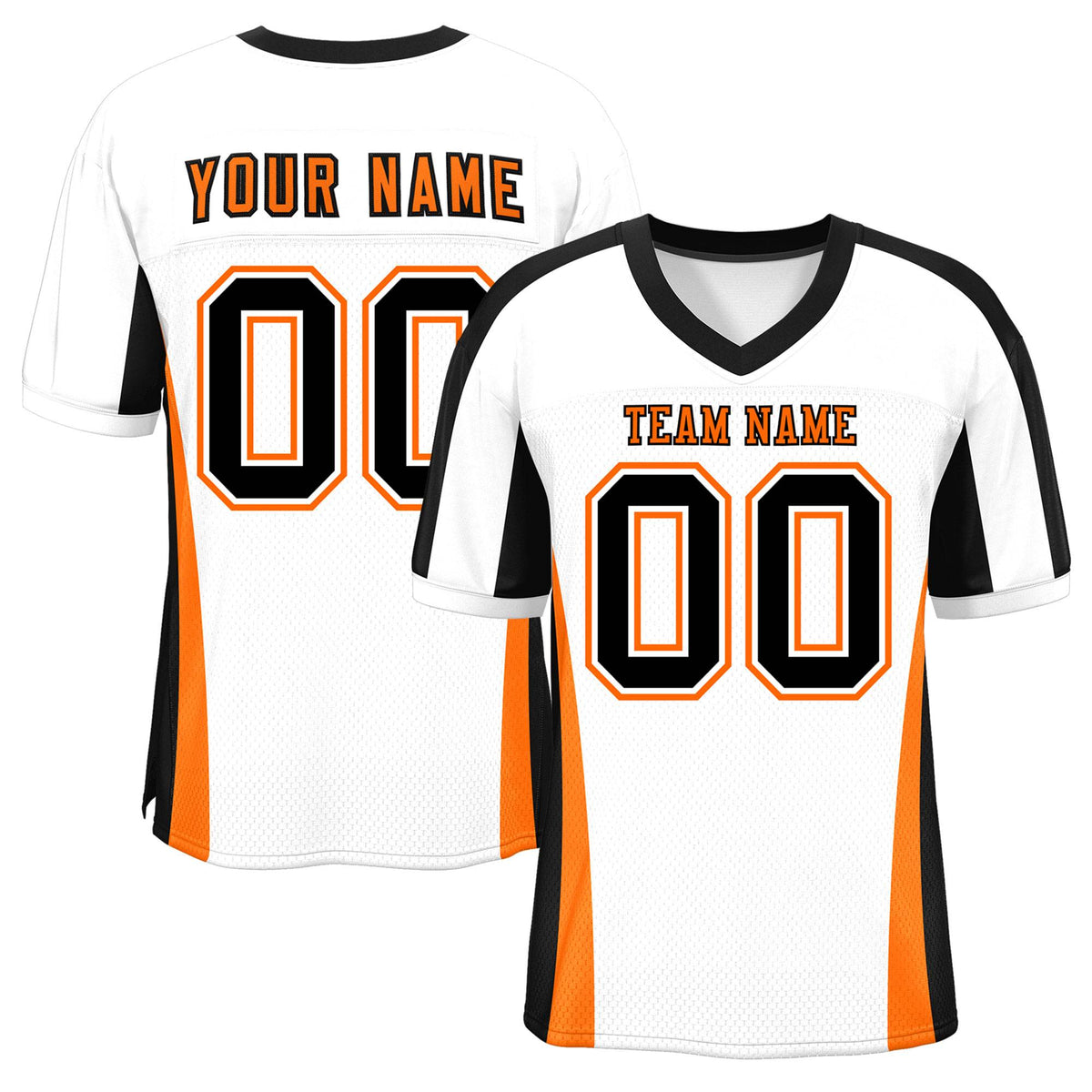 Custom White Color Block Mesh Authentic American Football Jersey