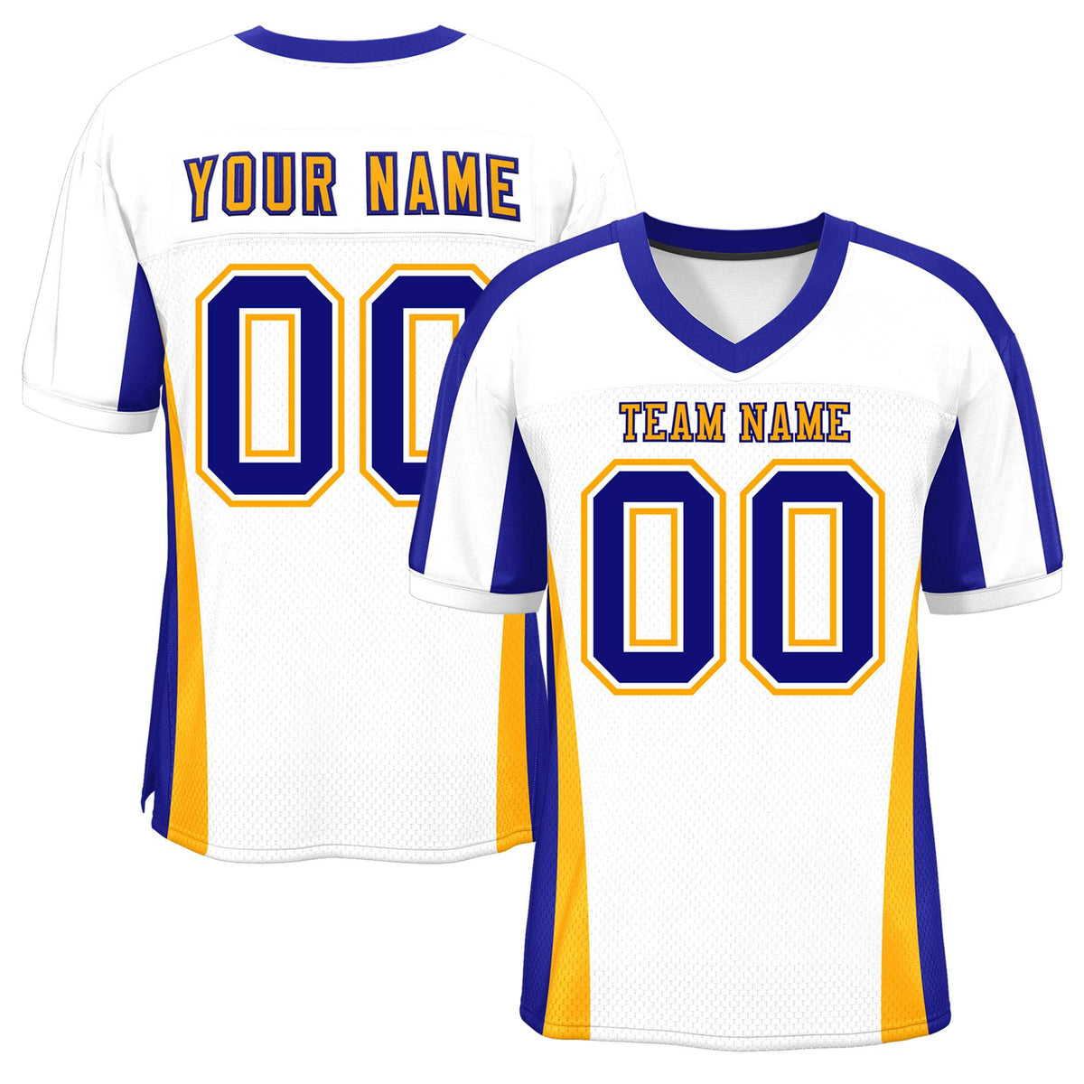Custom White Color Block Mesh Authentic American Football Jersey