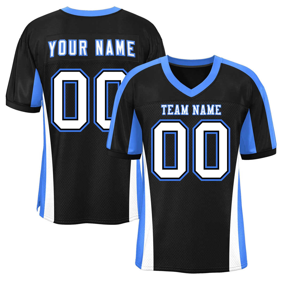 Custom Black Color Block Mesh Authentic American Football Jersey