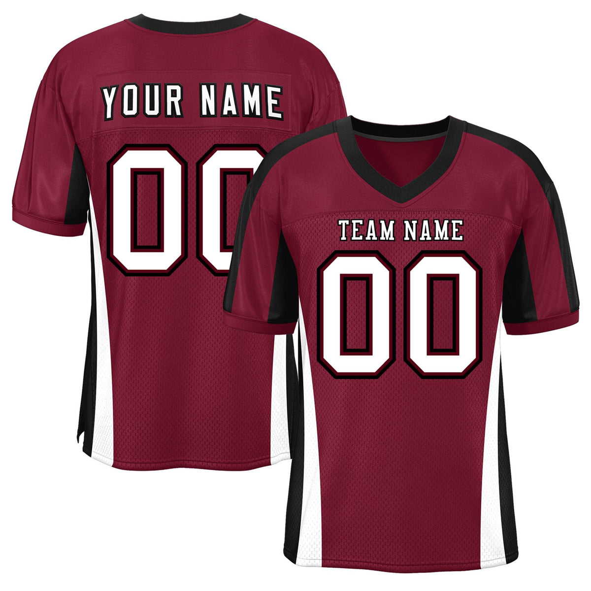 Custom Cardinal Color Block Mesh Authentic American Football Jersey