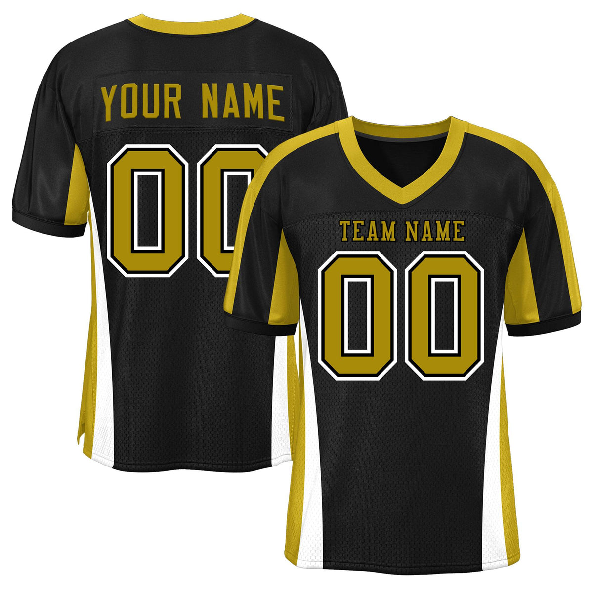 Custom Black Color Block Mesh Authentic American Football Jersey