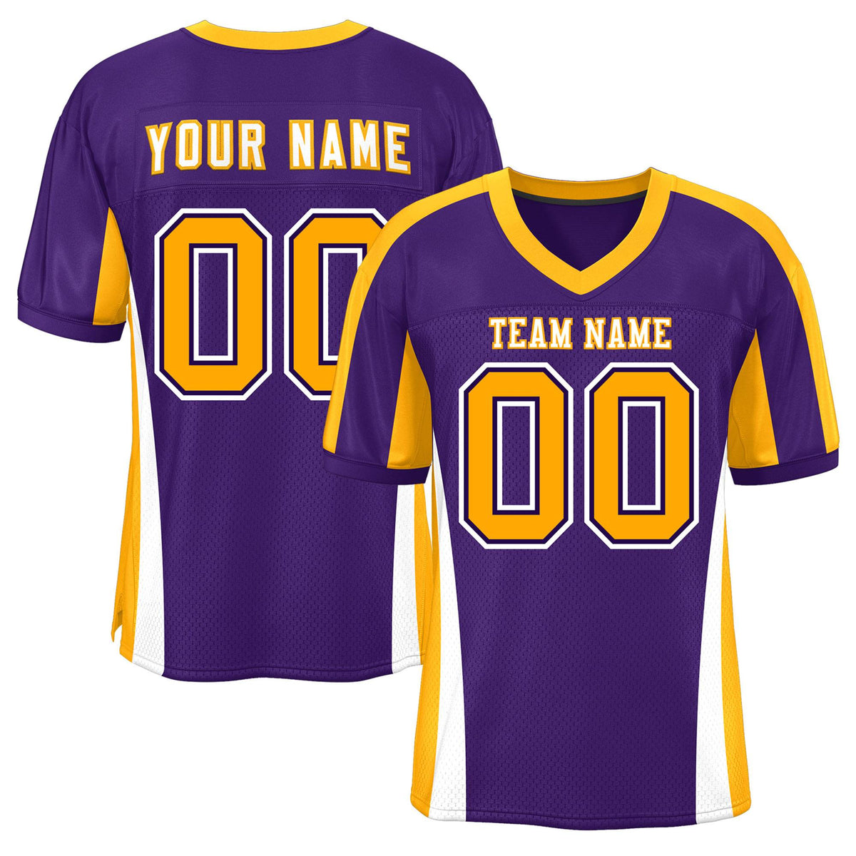 Custom Purple Color Block Mesh Authentic American Football Jersey