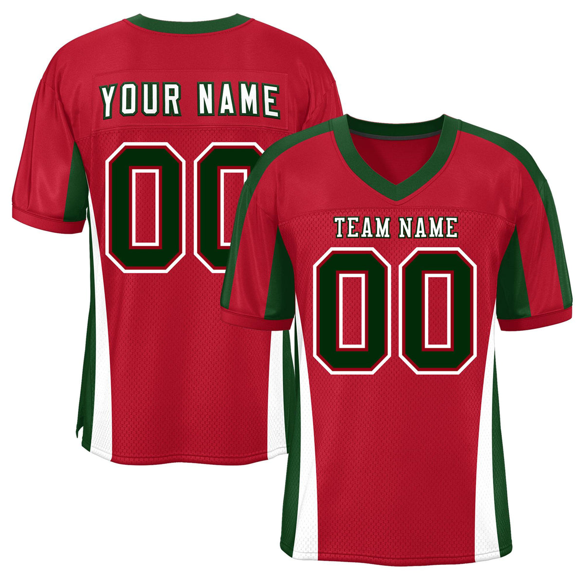 Custom Red Color Block Mesh Authentic American Football Jersey