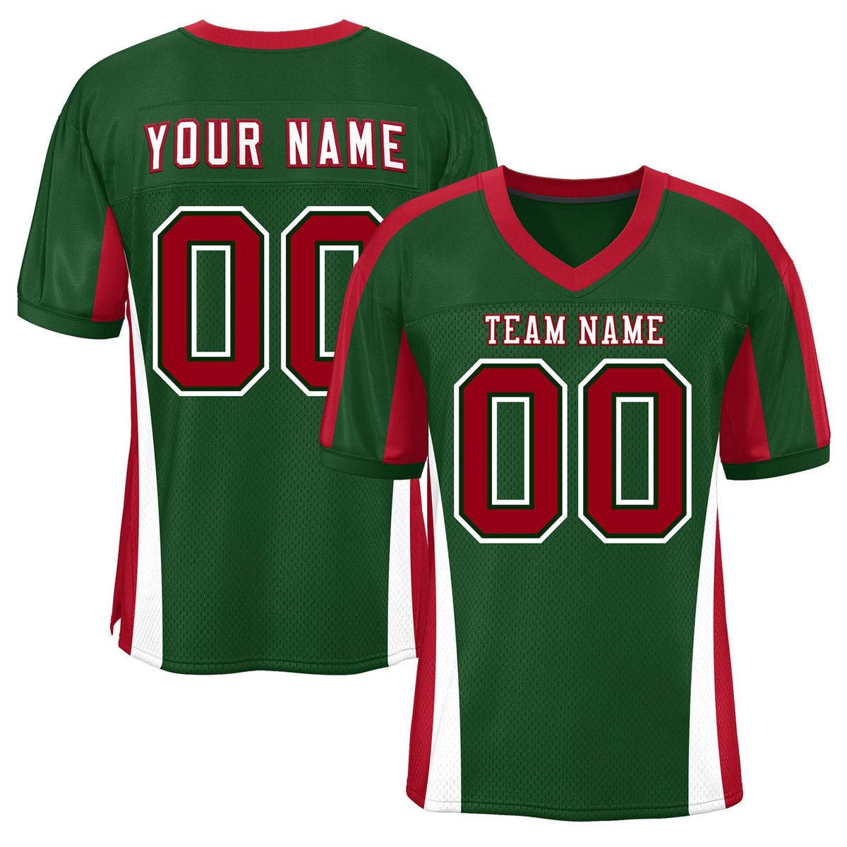 Custom Green Color Block Mesh Authentic American Football Jersey