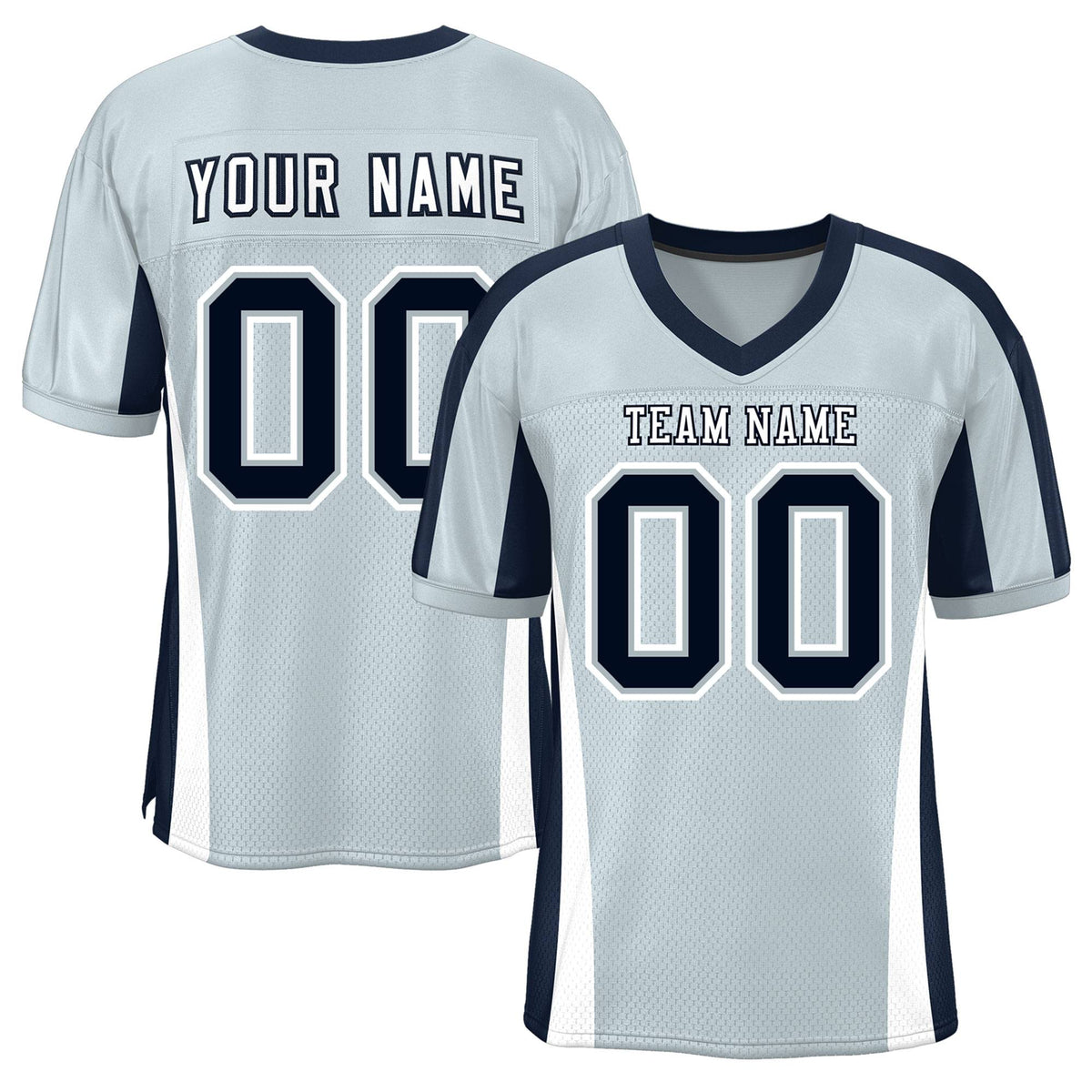Custom Gray Color Block Mesh Authentic American Football Jersey