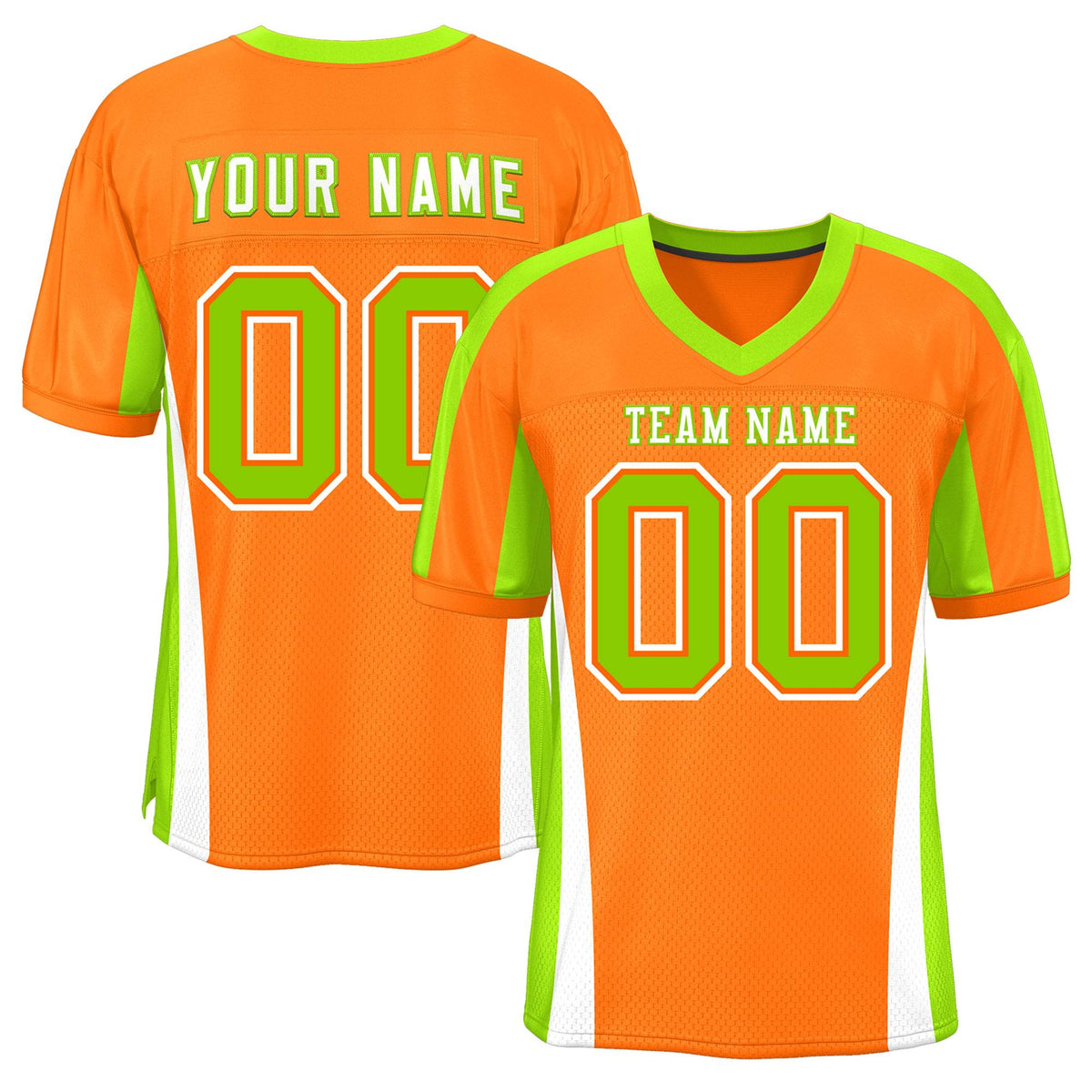 Custom Orange Color Block Mesh Authentic American Football Jersey