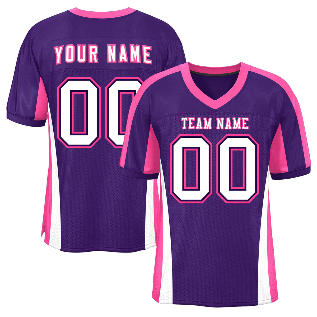 Custom Purple Color Block Mesh Authentic American Football Jersey