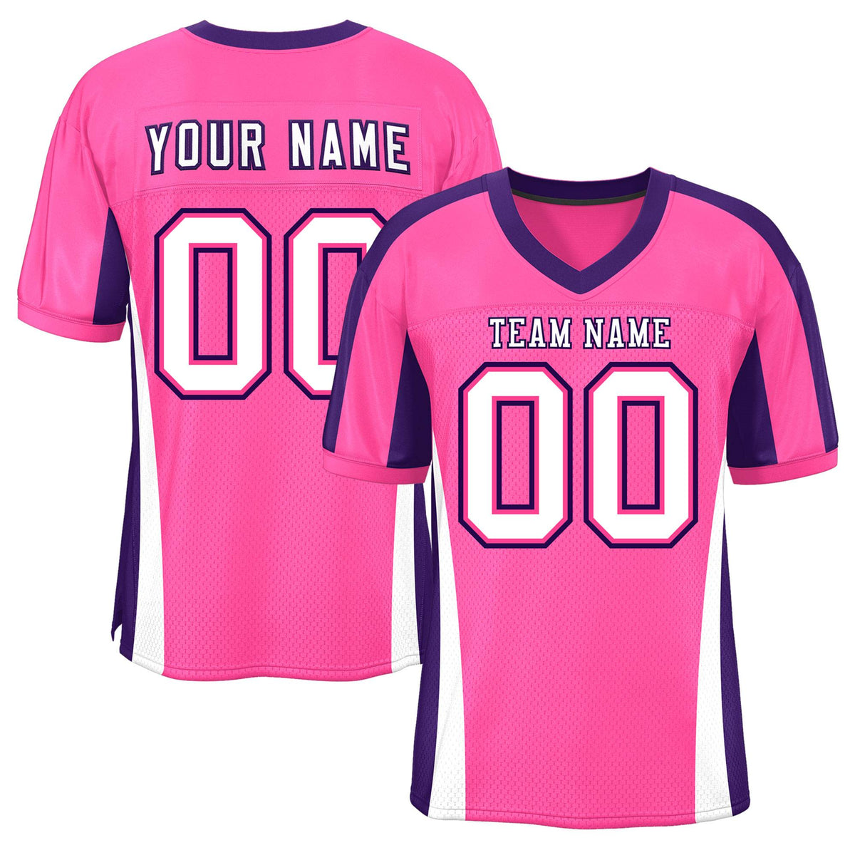 Custom Pink Color Block Mesh Authentic American Football Jersey