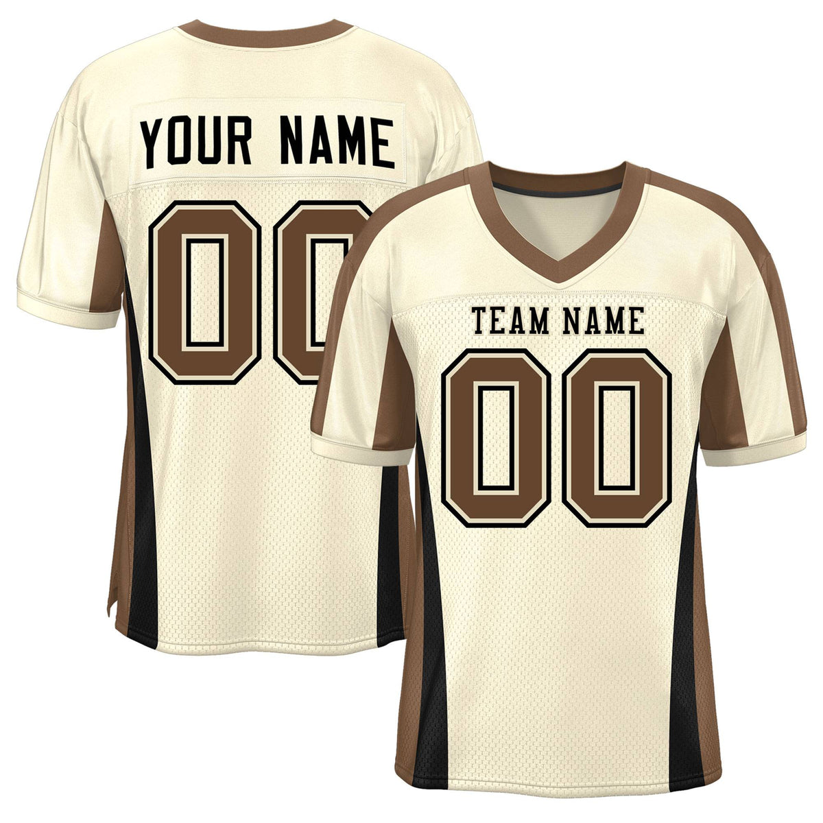 Custom Cream Color Block Mesh Authentic American Football Jersey
