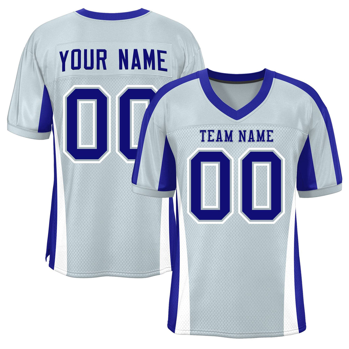 Custom Gray Color Block Mesh Authentic American Football Jersey