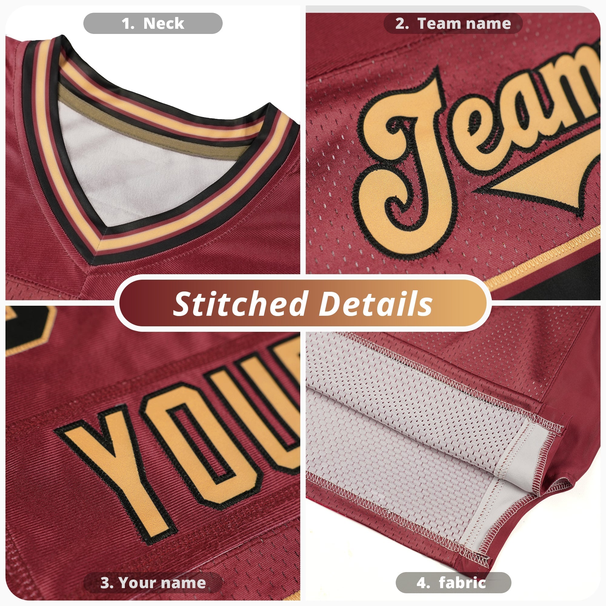 Custom Brown Color Block Mesh Authentic American Football Jersey