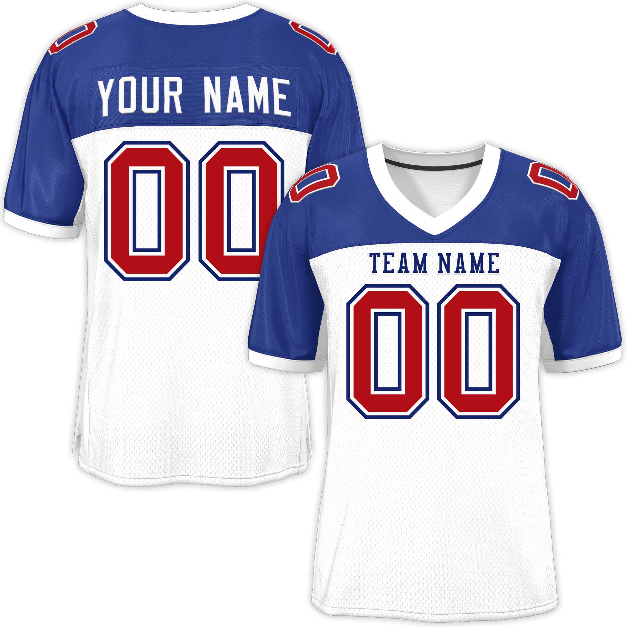 Custom White-Royal Raglan Sleeves Fashion American Football Jersey | KXKSHOP