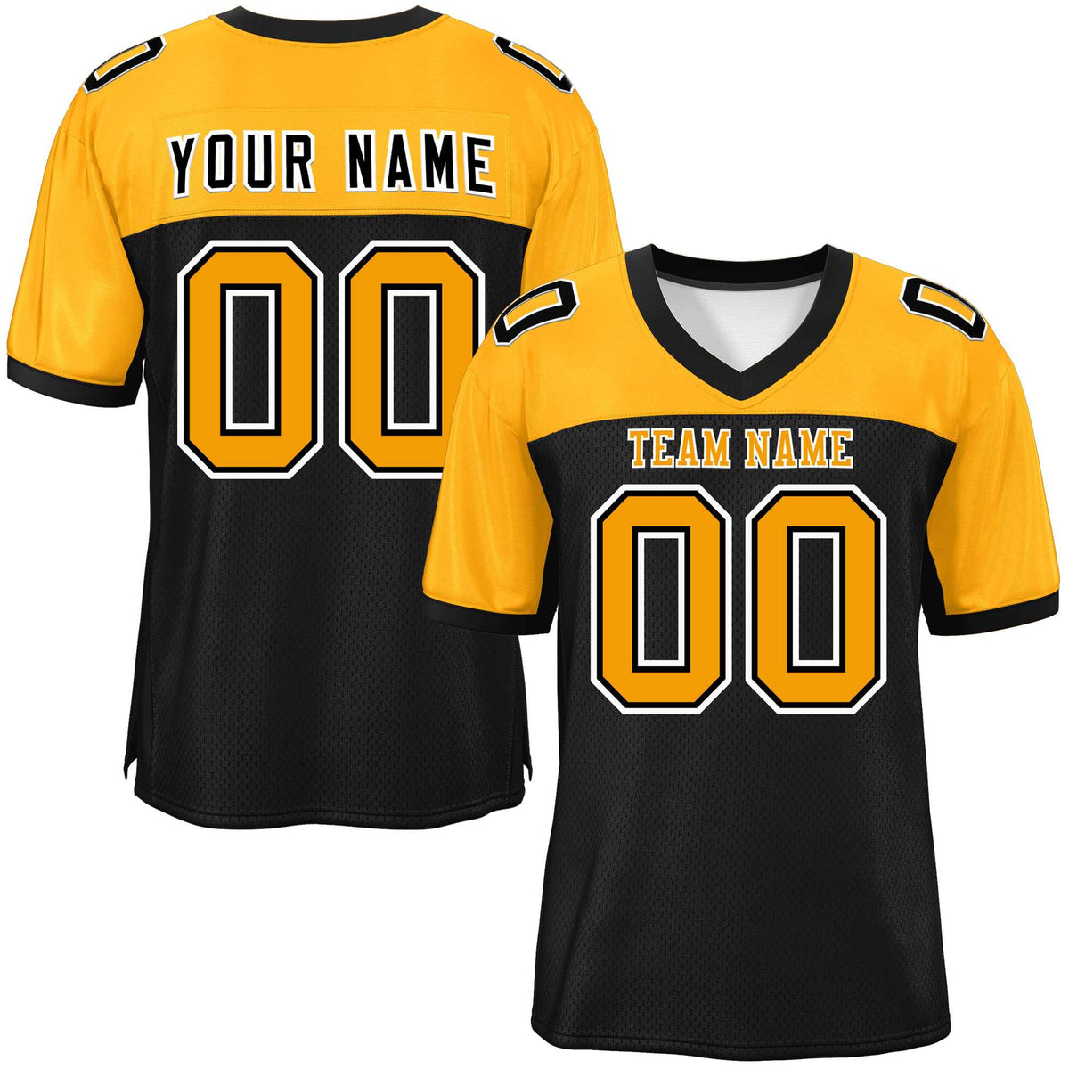 Custom Black-Yellow Raglan Sleeves Fashion American Football Jersey | KXKSHOP