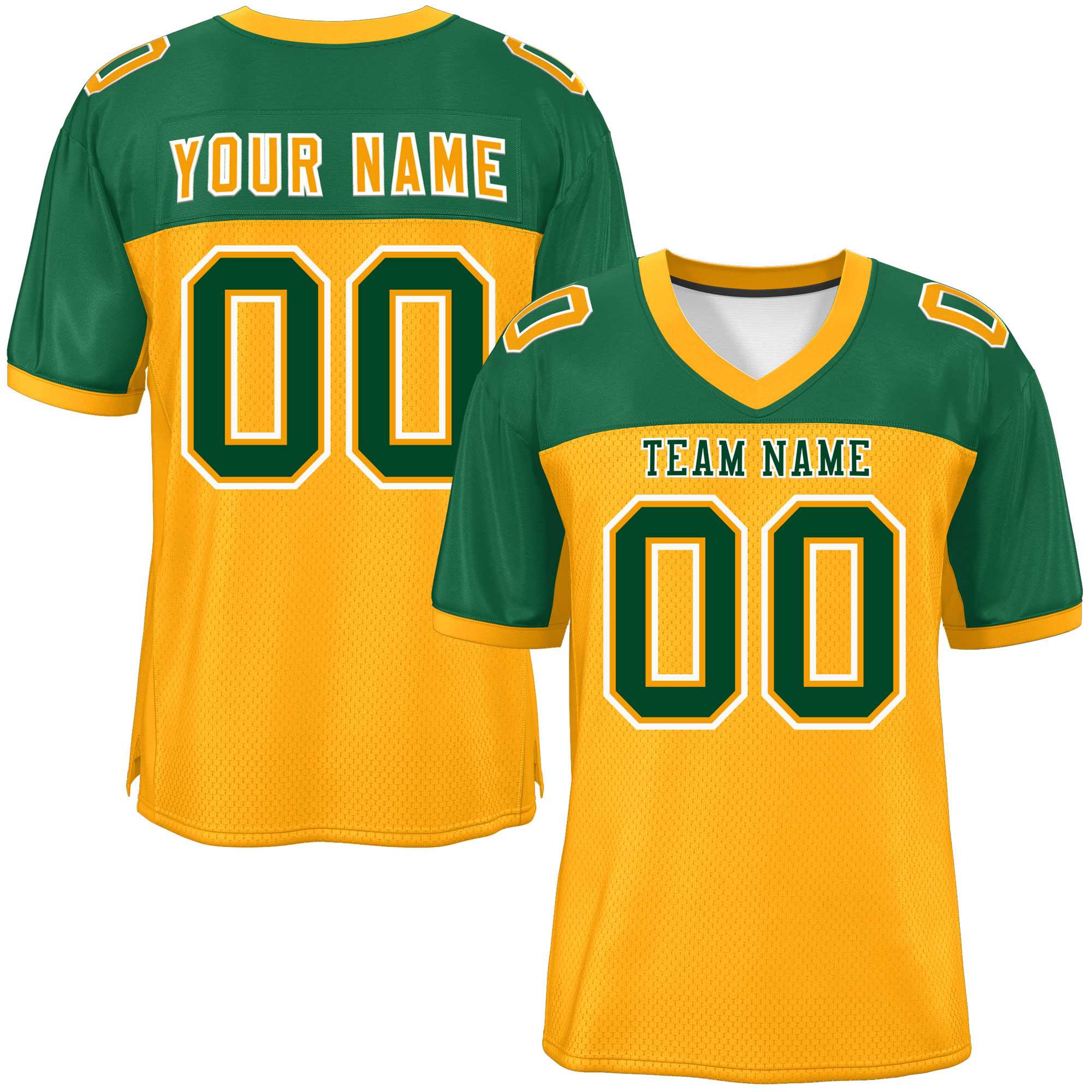 Custom Yellow-Green Raglan Sleeves Fashion American Football Jersey | KXKSHOP
