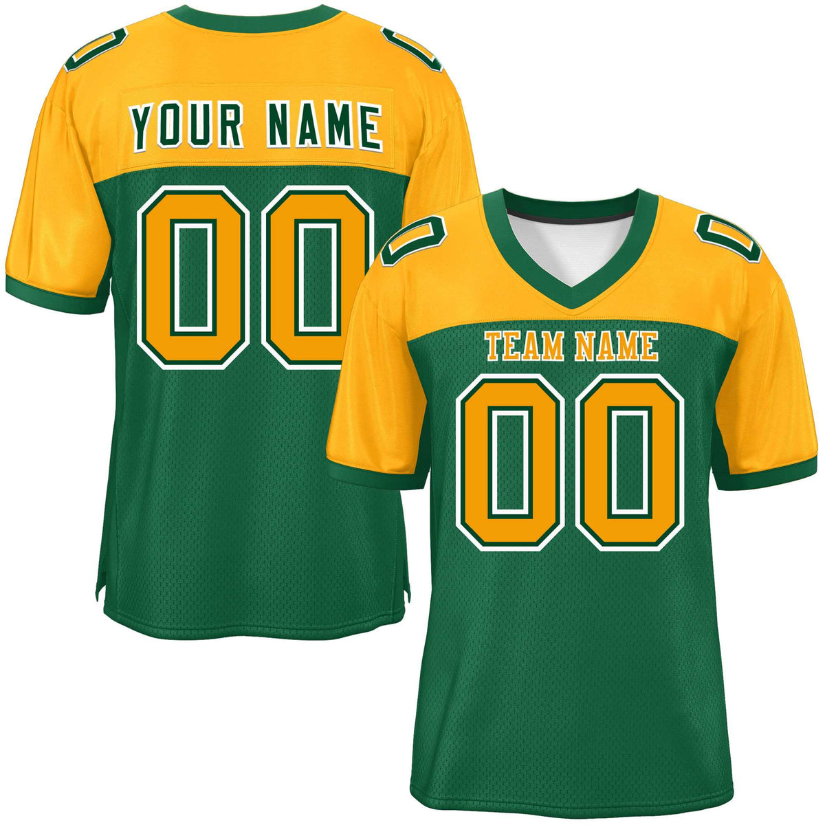 Custom Green-Yellow Raglan Sleeves Fashion American Football Jersey | KXKSHOP