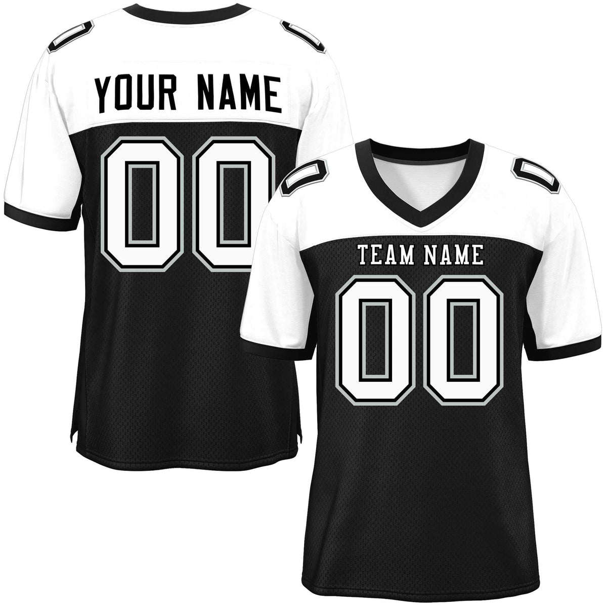 Custom Black-White Raglan Sleeves Fashion American Football Jersey | KXKSHOP