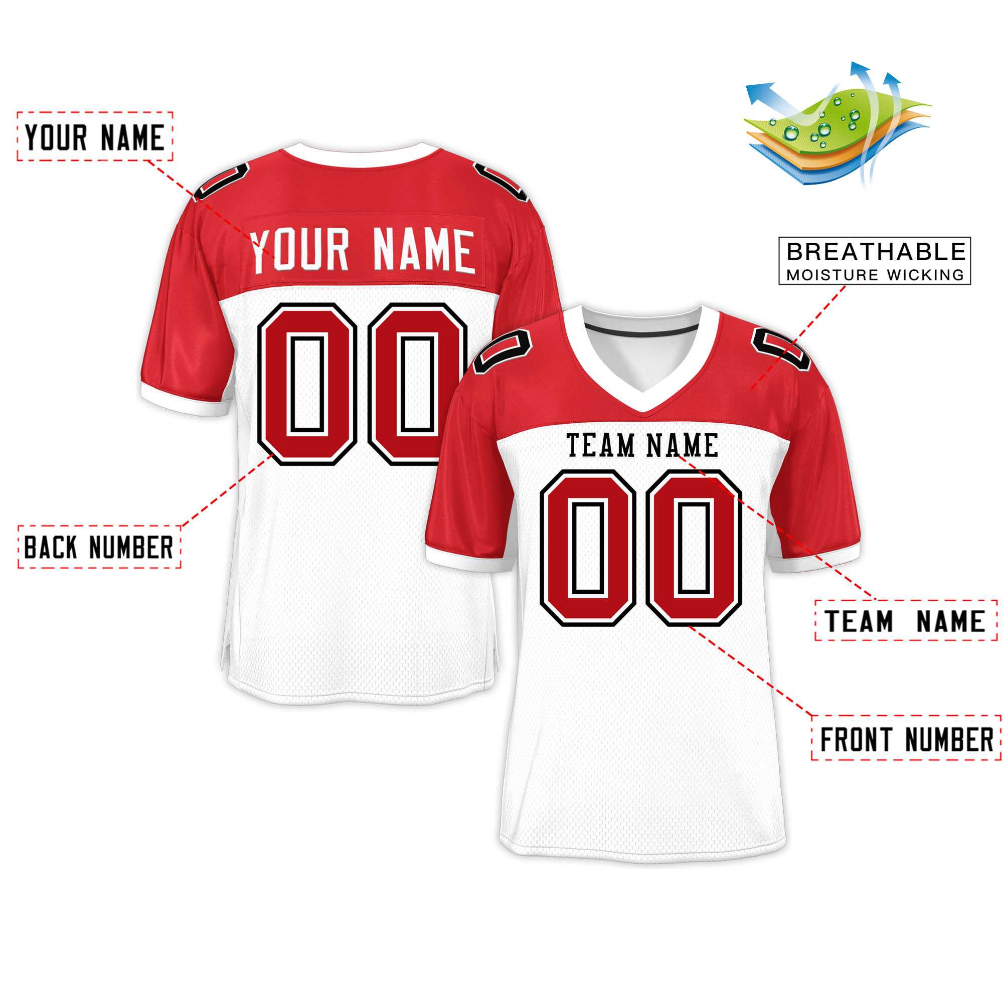 Custom Red Navy-White Classic Style Mesh American Football Jersey | KXKSHOP