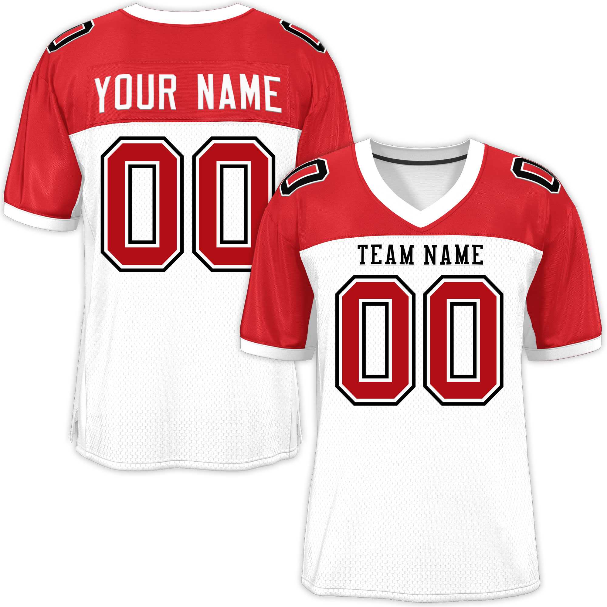 Custom White-Red Raglan Sleeves Fashion American Football Jersey | KXKSHOP