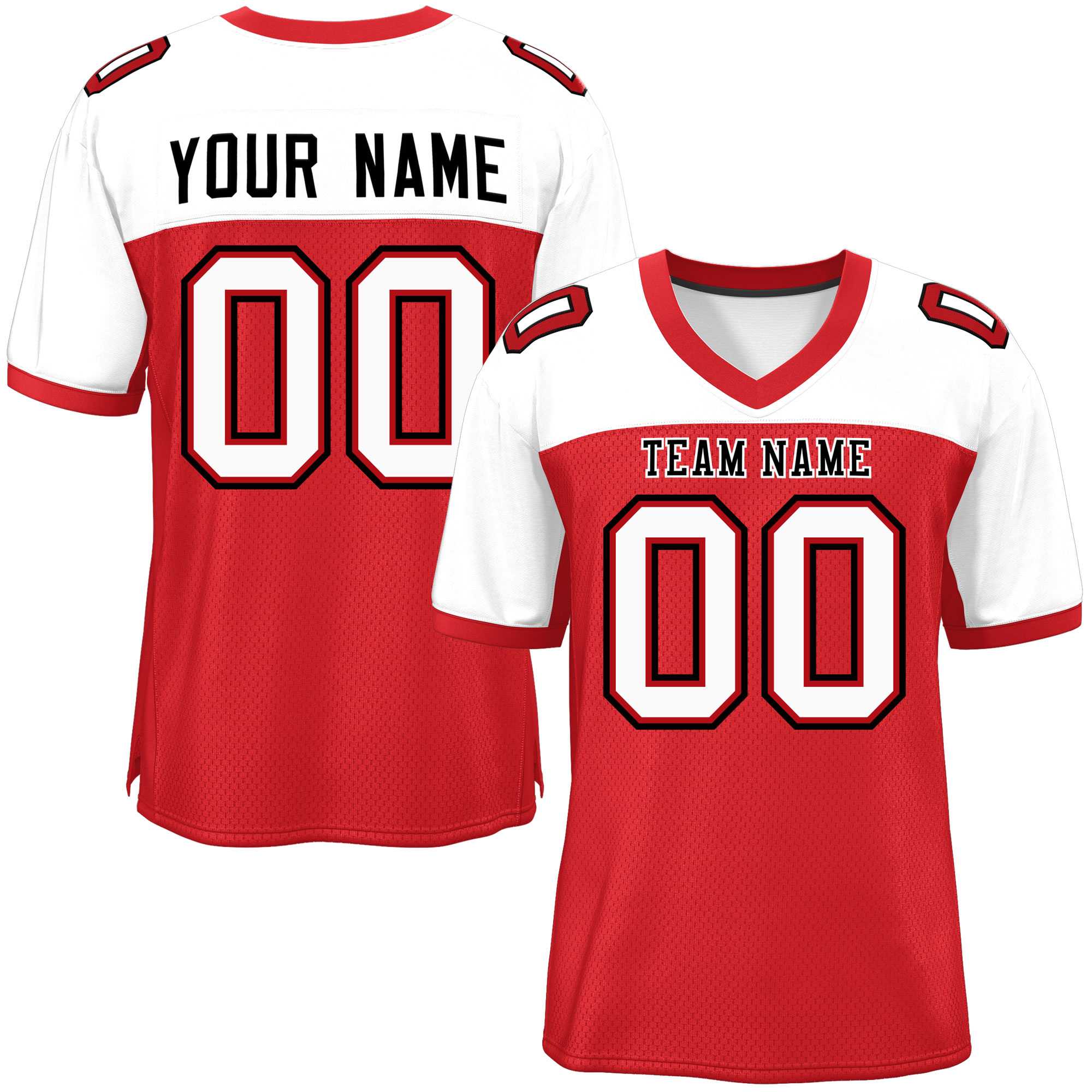 Custom Red-White Raglan Sleeves Fashion American Football Jersey | KXKSHOP