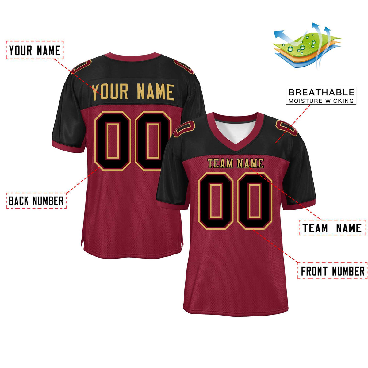 Custom Red Navy-White Classic Style Mesh American Football Jersey | KXKSHOP