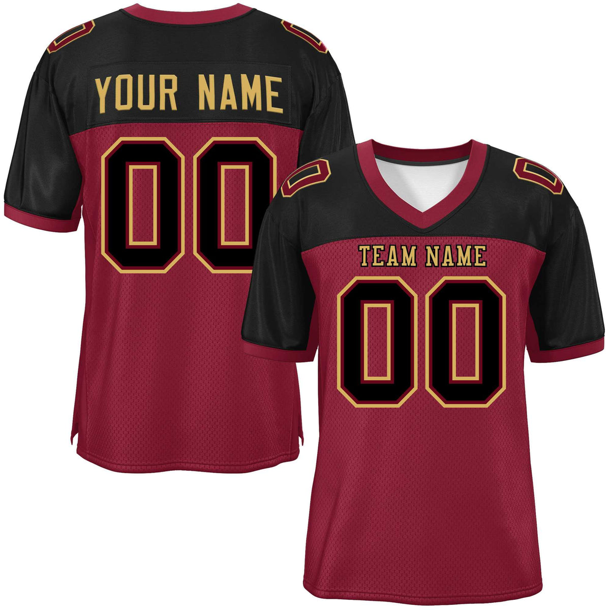 Custom Crimson-Black Raglan Sleeves Fashion American Football Jersey | KXKSHOP