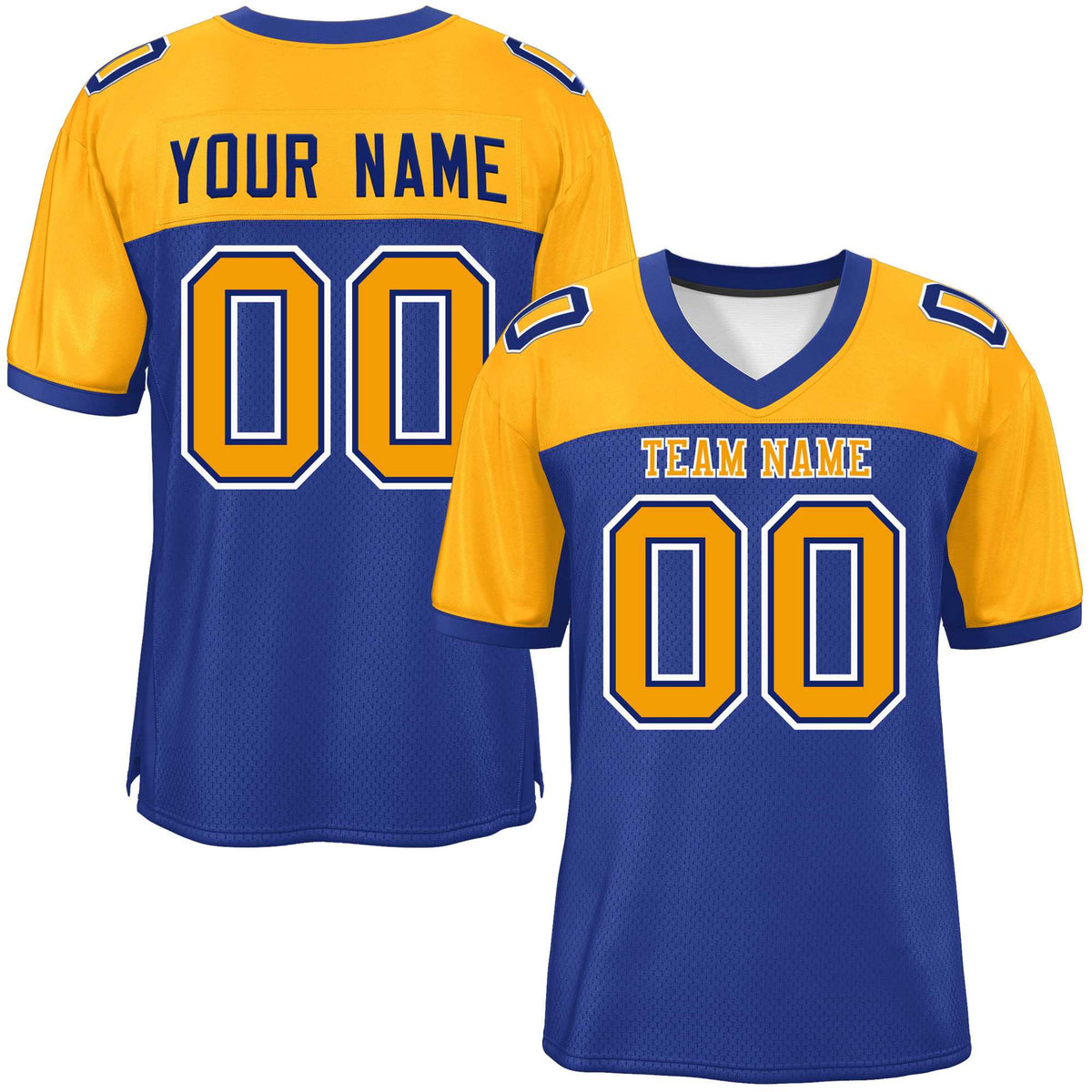 Custom Royal-Yellow Raglan Sleeves Fashion American Football Jersey | KXKSHOP