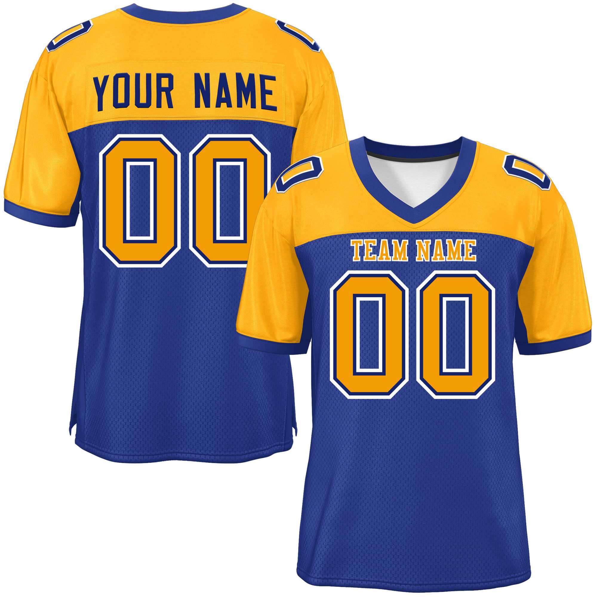 Custom Royal-Yellow Raglan Sleeves Fashion American Football Jersey | KXKSHOP
