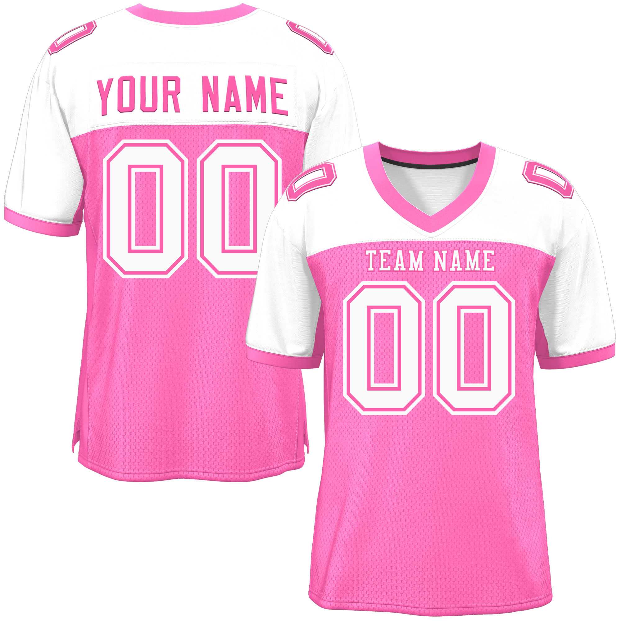 Custom Pink-White Raglan Sleeves Fashion American Football Jersey | KXKSHOP