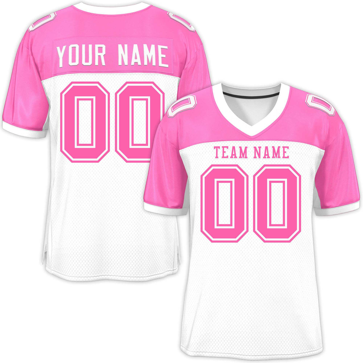 Custom White-Pink Raglan Sleeves Fashion American Football Jersey | KXKSHOP