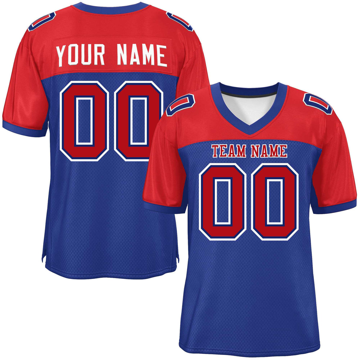 Custom Royal-Red Raglan Sleeves Fashion American Football Jersey | KXKSHOP