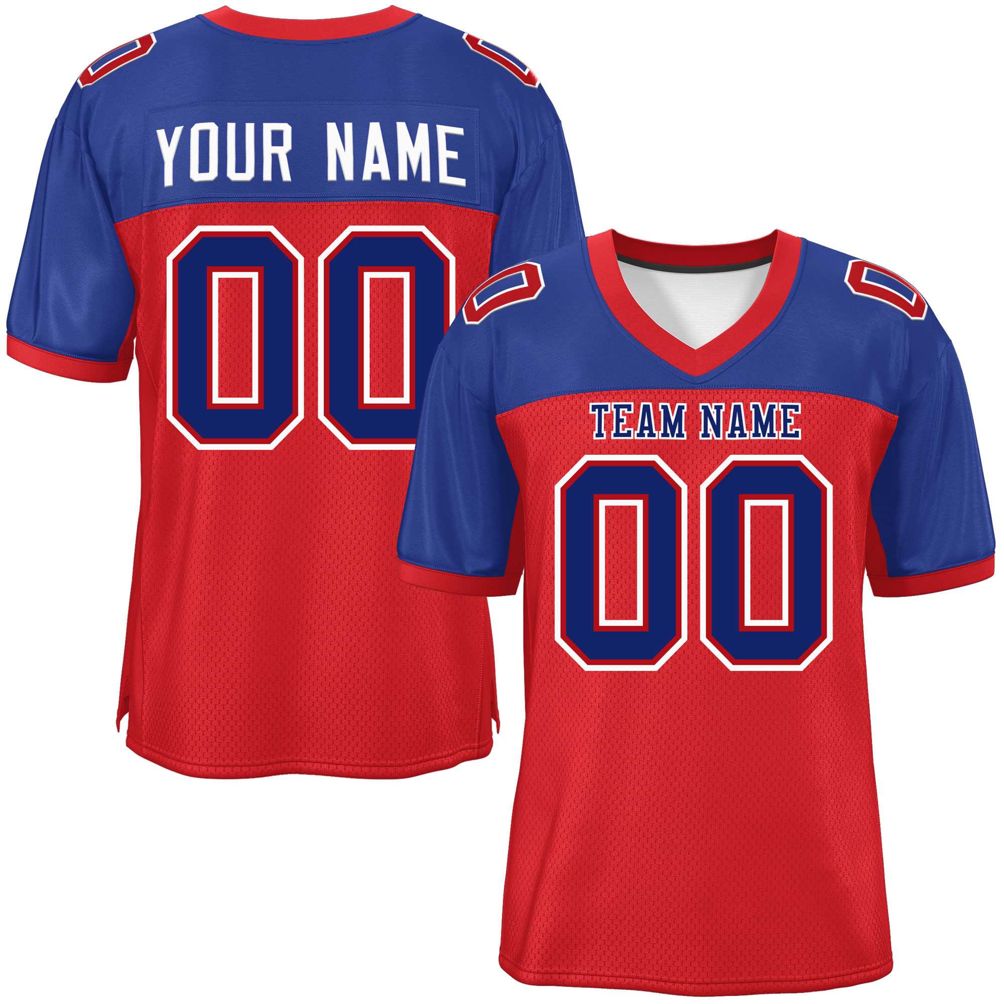 Custom Red-Royal Raglan Sleeves Fashion American Football Jersey | KXKSHOP