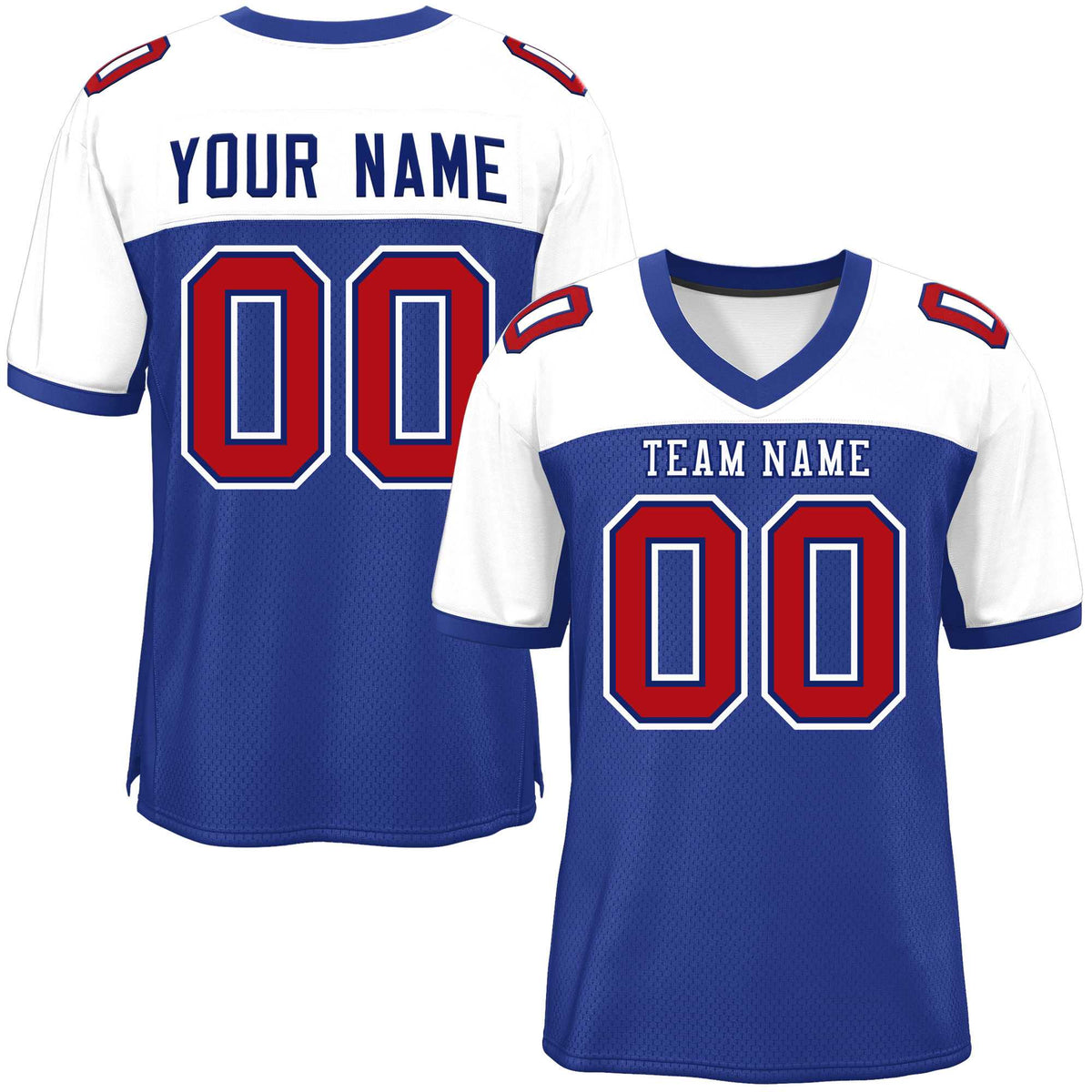 Custom Royal-White Raglan Sleeves Fashion American Football Jersey | KXKSHOP