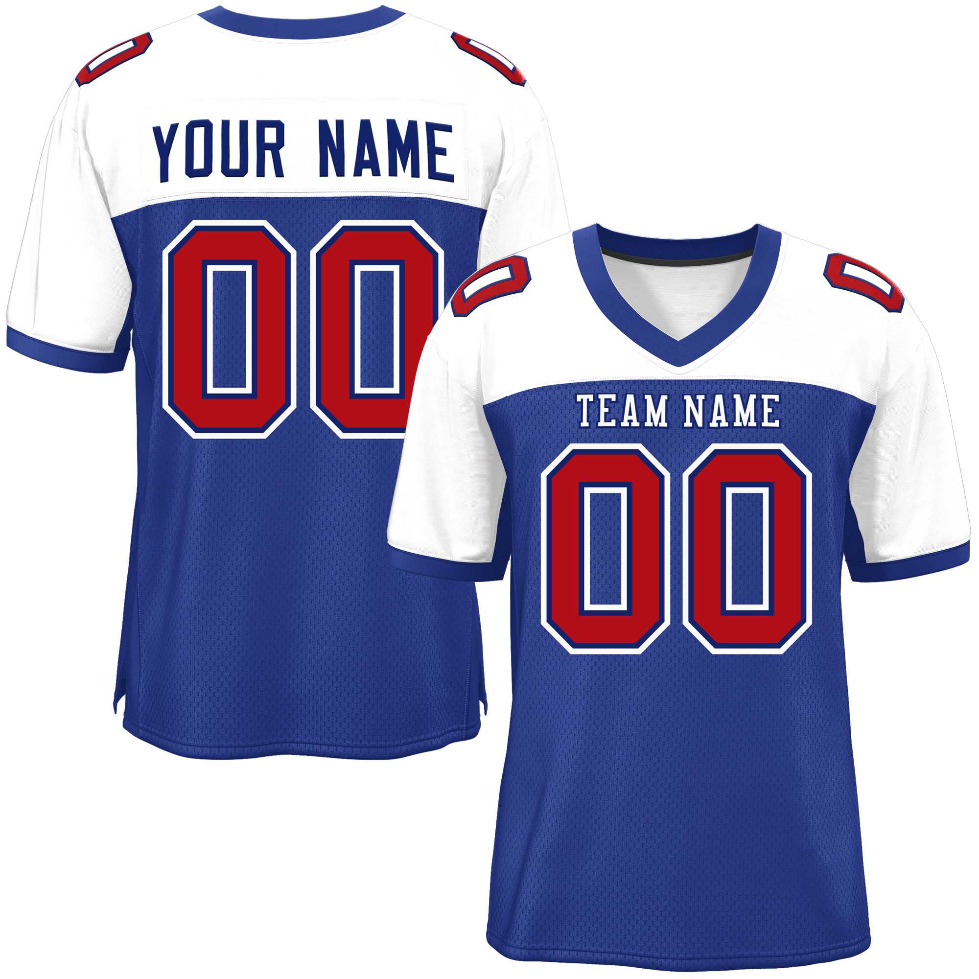 Custom Royal-White Raglan Sleeves Fashion American Football Jersey | KXKSHOP