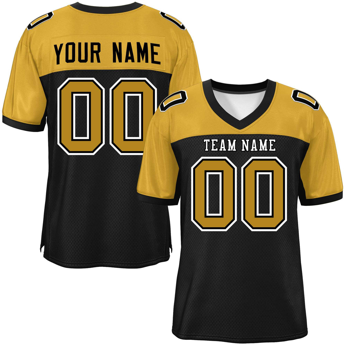 Custom Black-Old Gold Raglan Sleeves Fashion American Football Jersey | KXKSHOP