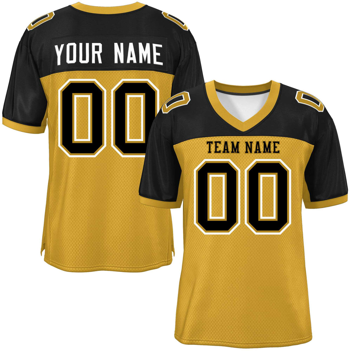 Custom Old Gold-Black Raglan Sleeves Fashion American Football Jersey | KXKSHOP