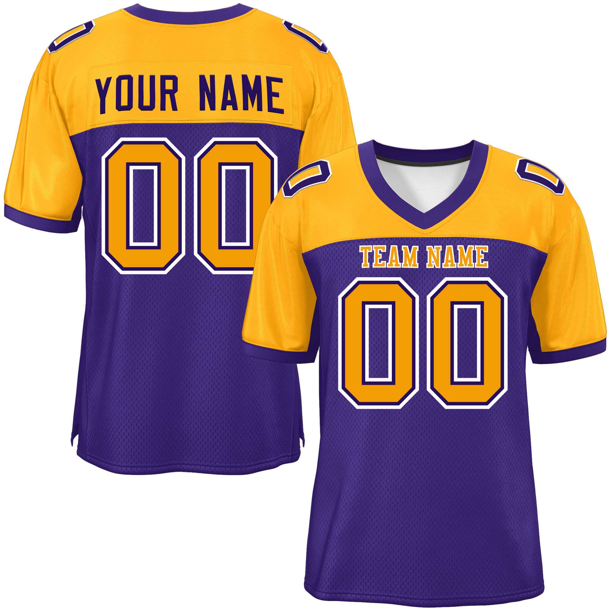 Custom Purple-Yellow Raglan Sleeves Fashion American Football Jersey | KXKSHOP