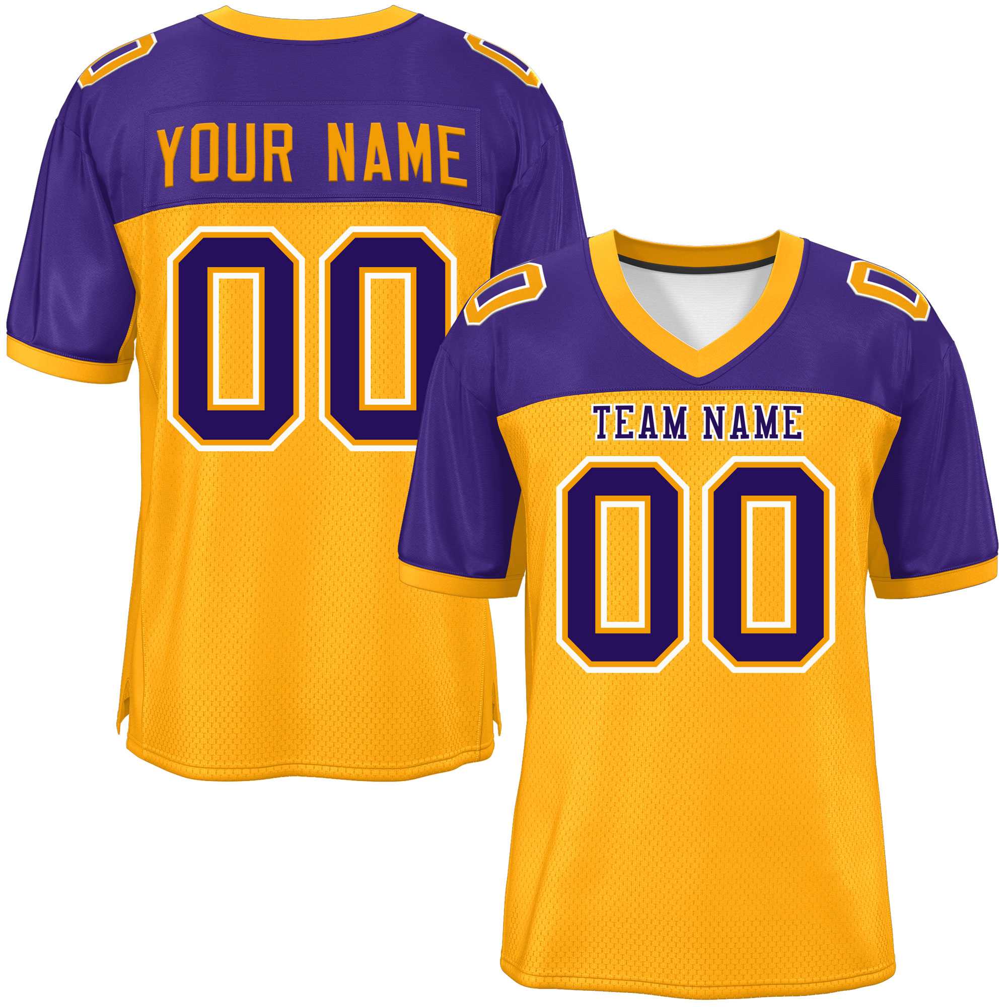 Custom Yellow-Purple Raglan Sleeves Fashion American Football Jersey | KXKSHOP