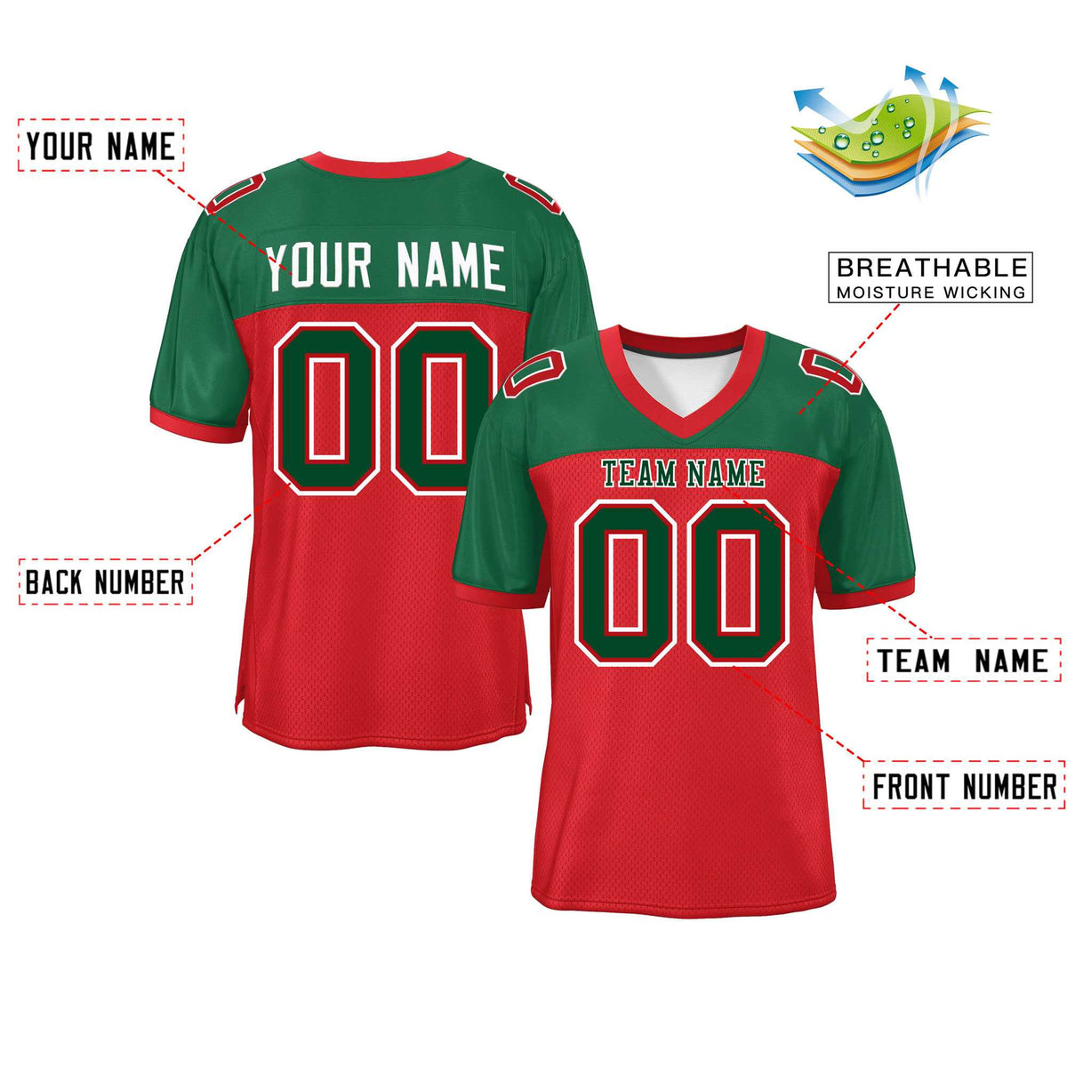 Custom Red Navy-White Classic Style Mesh American Football Jersey | KXKSHOP