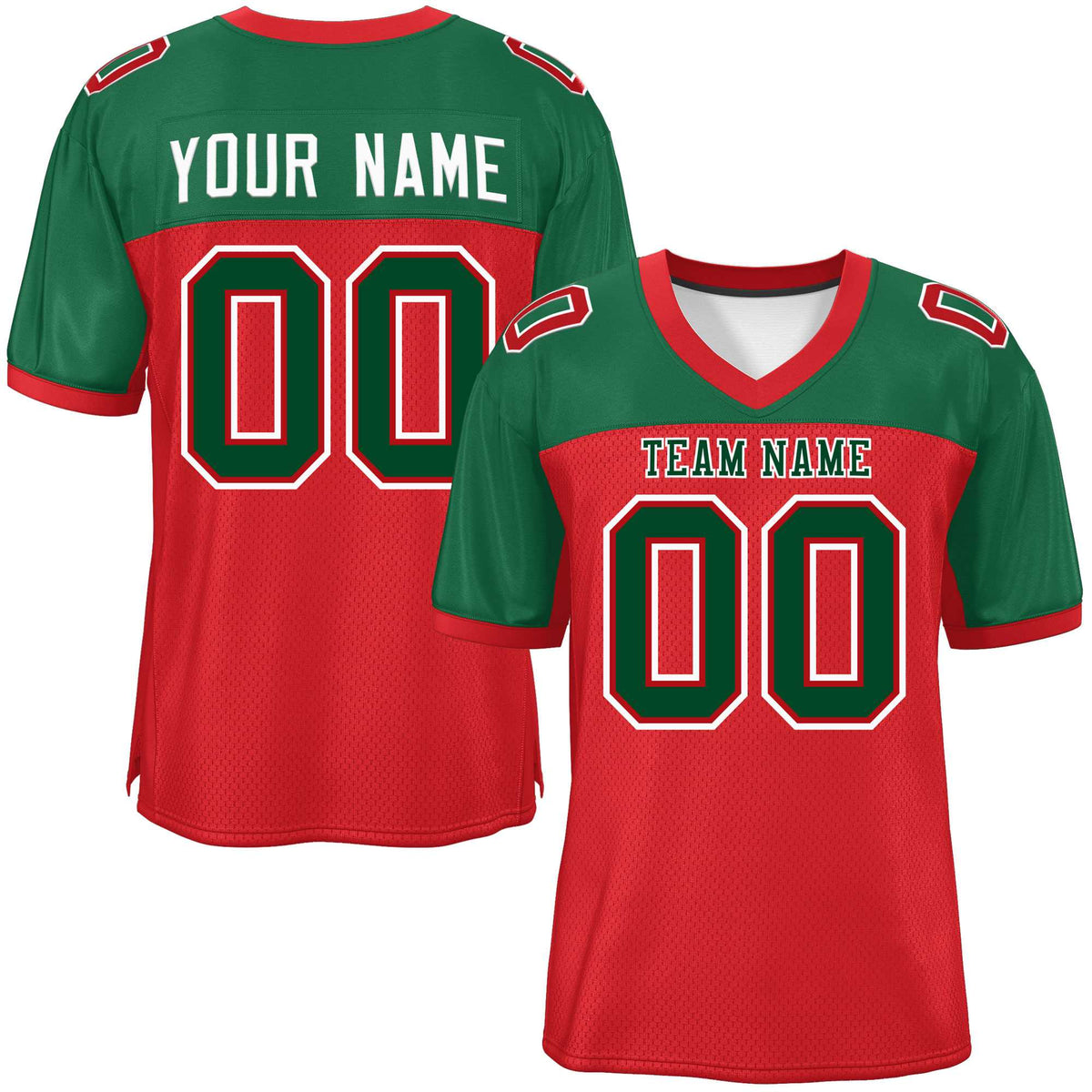 Custom Red-Green Raglan Sleeves Fashion American Football Jersey | KXKSHOP
