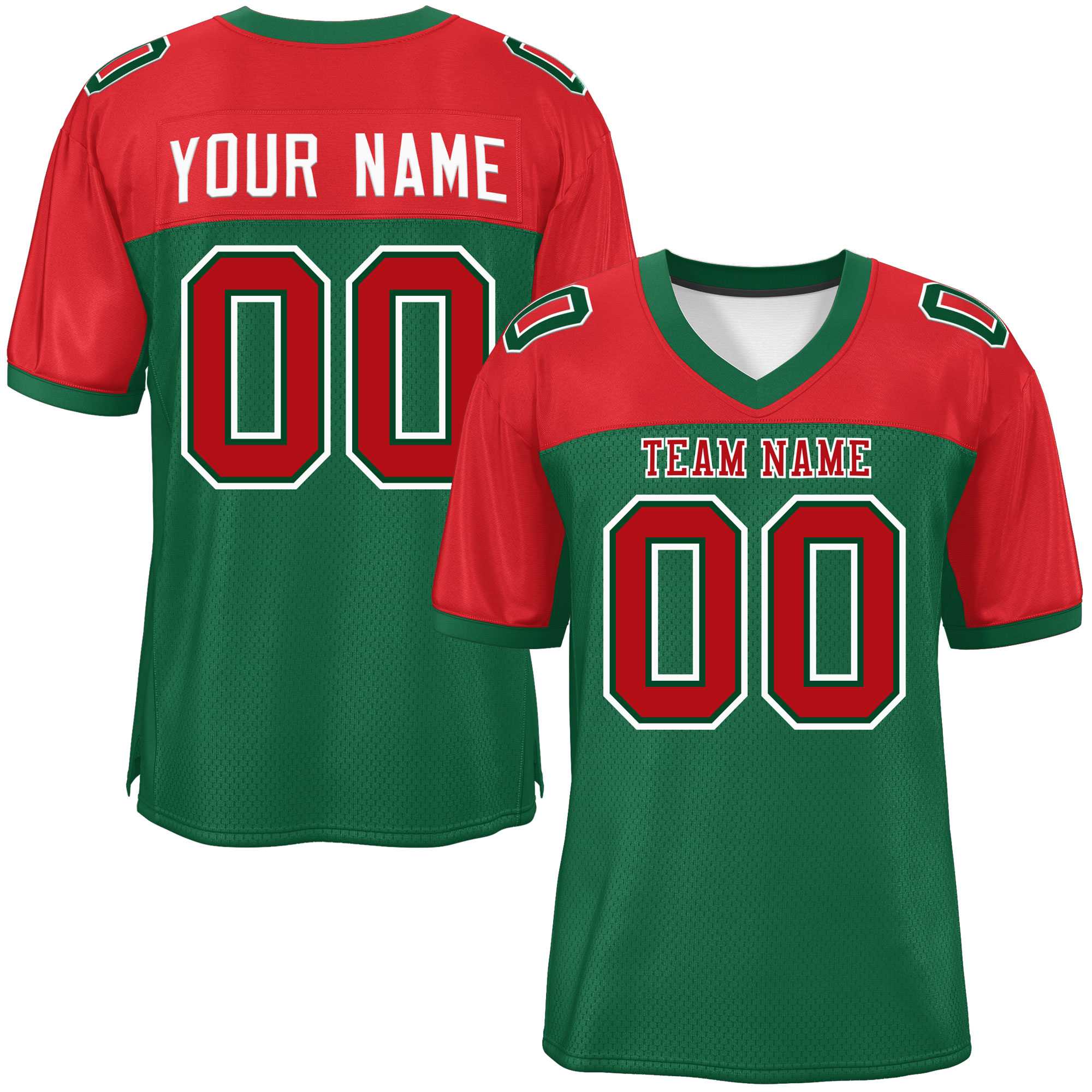 Custom Green-Red Raglan Sleeves Fashion American Football Jersey | KXKSHOP