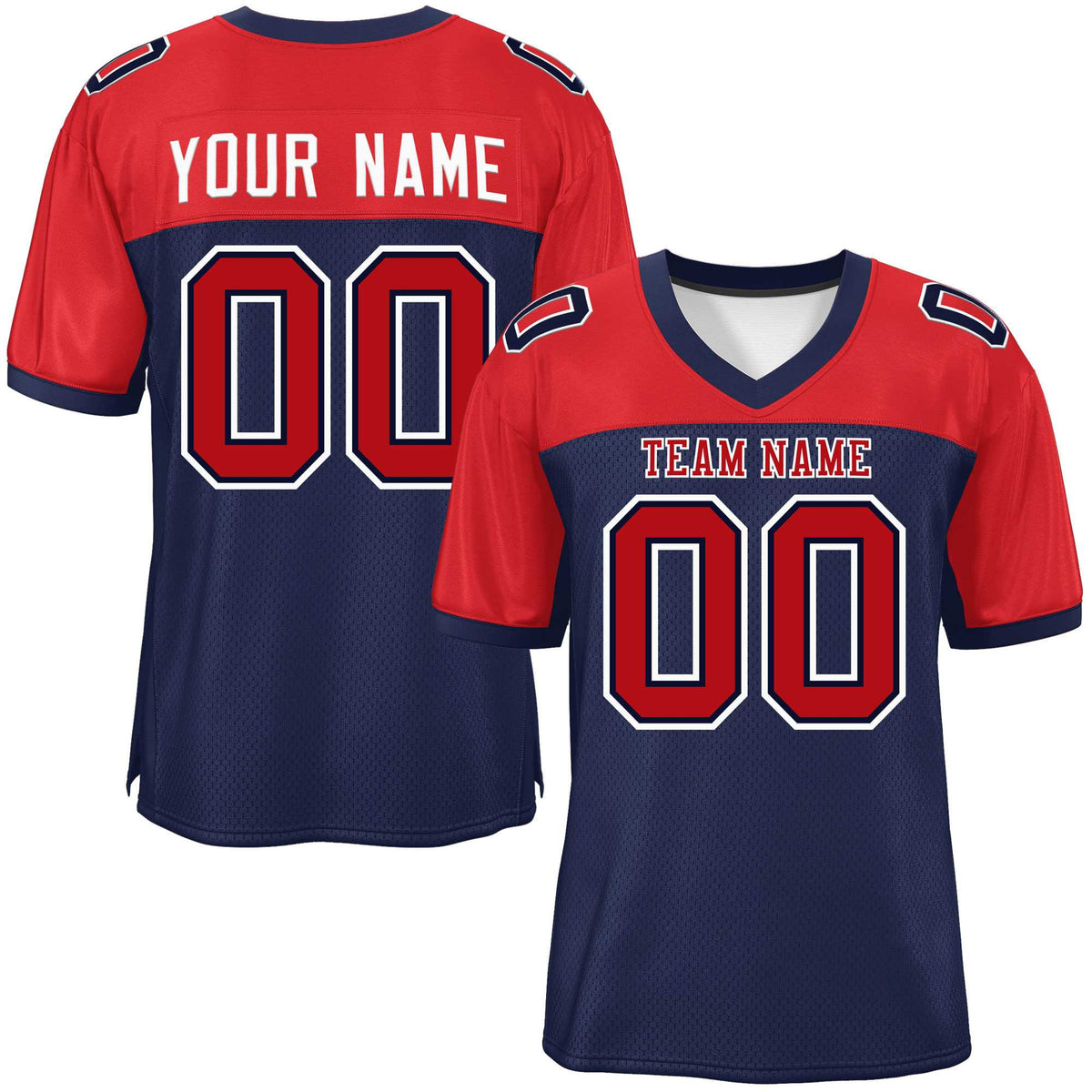 Custom Navy-Red Raglan Sleeves Fashion American Football Jersey | KXKSHOP