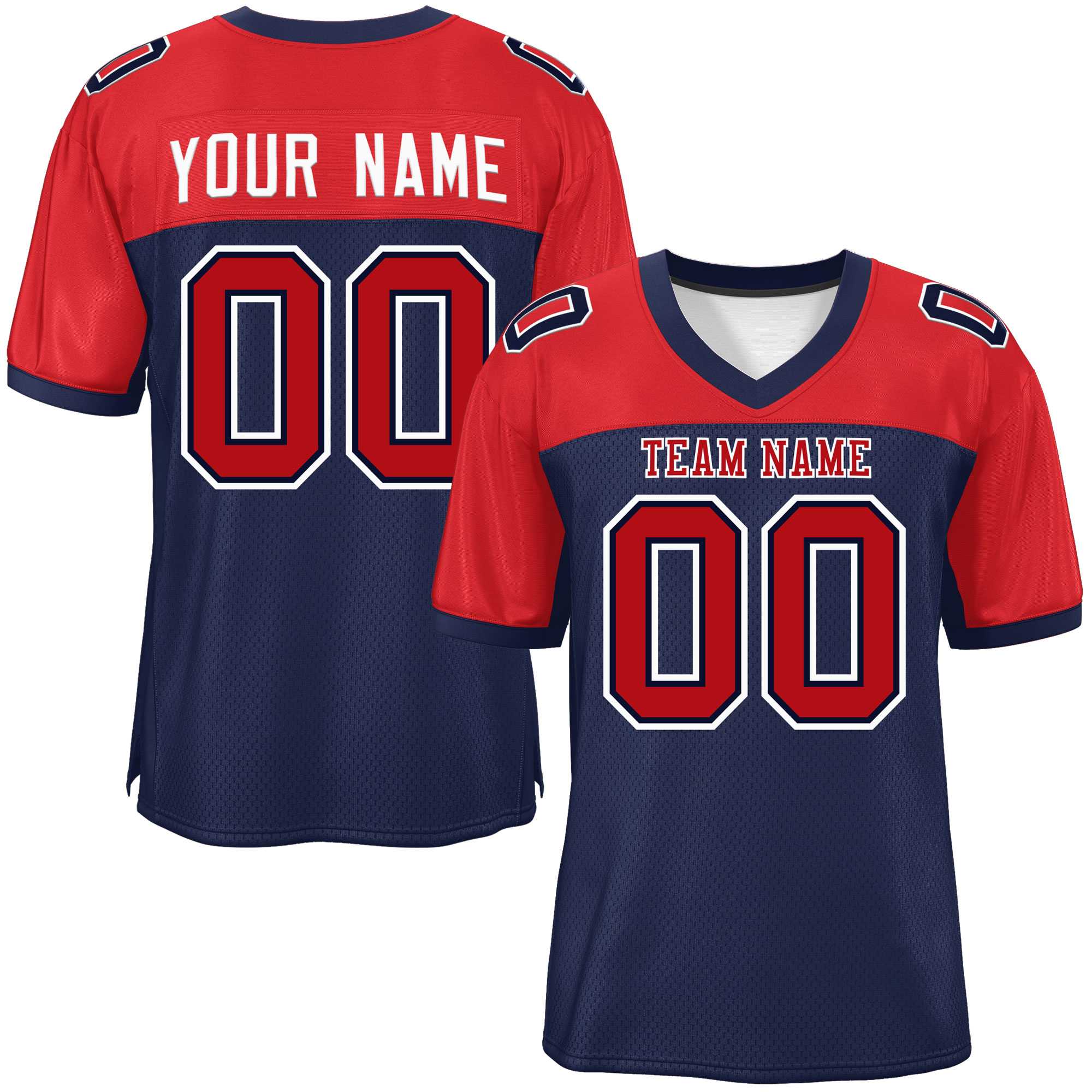 Custom Navy-Red Raglan Sleeves Fashion American Football Jersey | KXKSHOP