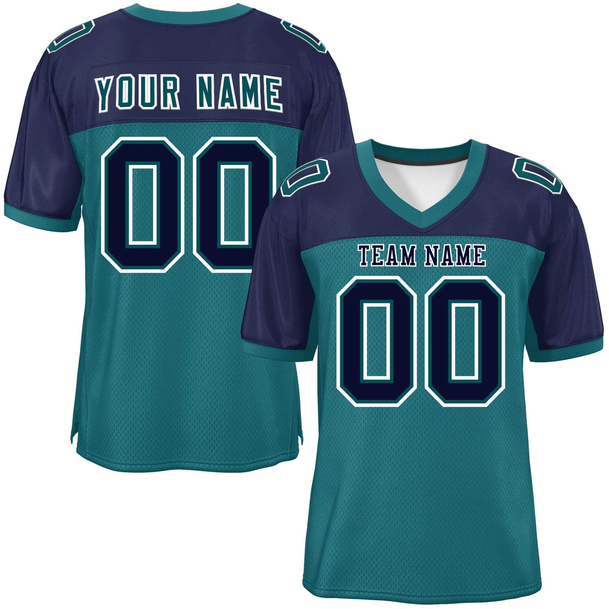 Custom Aqua-Navy Raglan Sleeves Fashion American Football Jersey | KXKSHOP